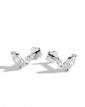 Twin Petals Flat Back Screw Stud Earrings