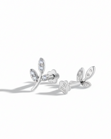 Curvy Leaf Flat Back Screw Stud Earrings