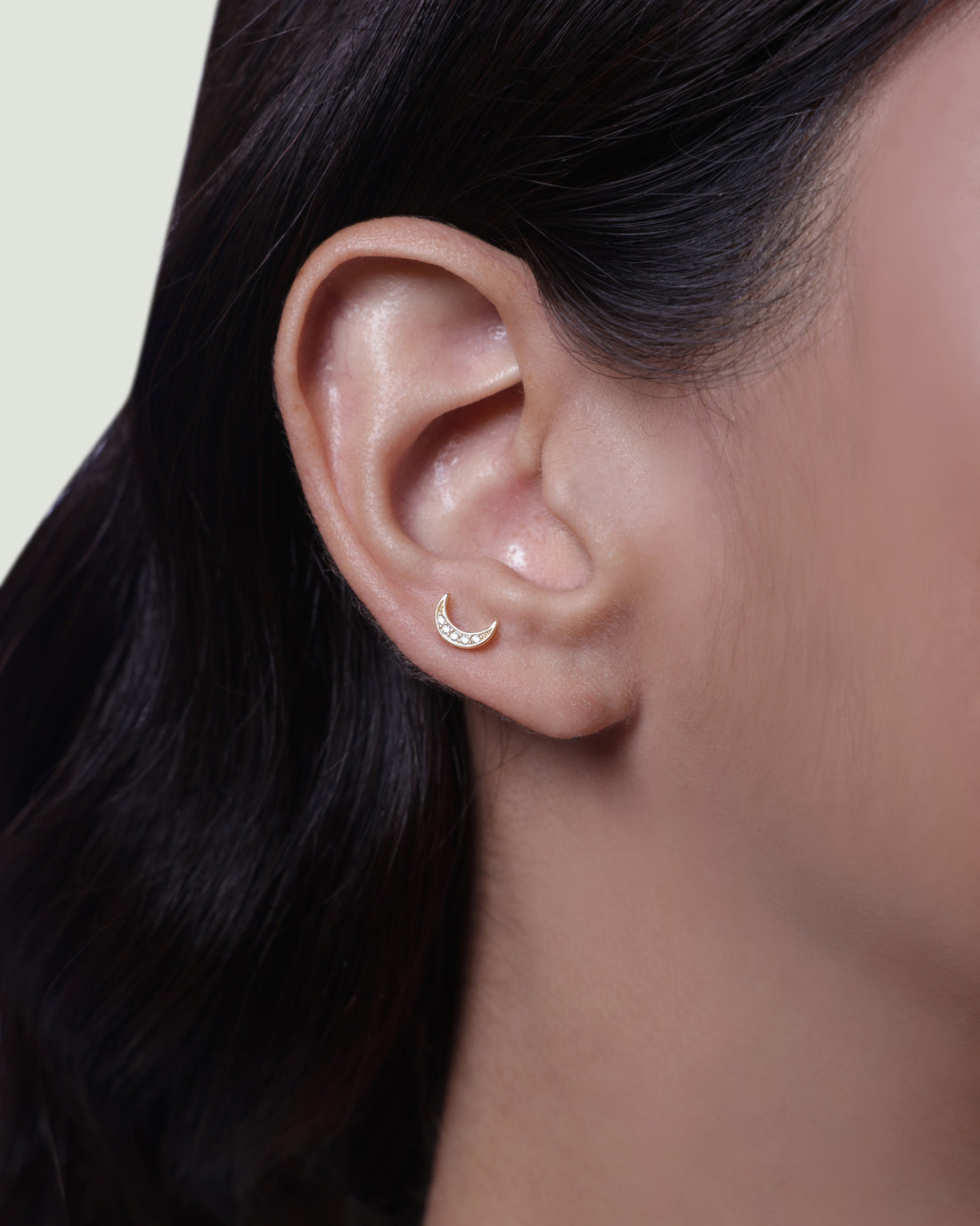 Crescent Moon Flat Back Screw Stud Earrings