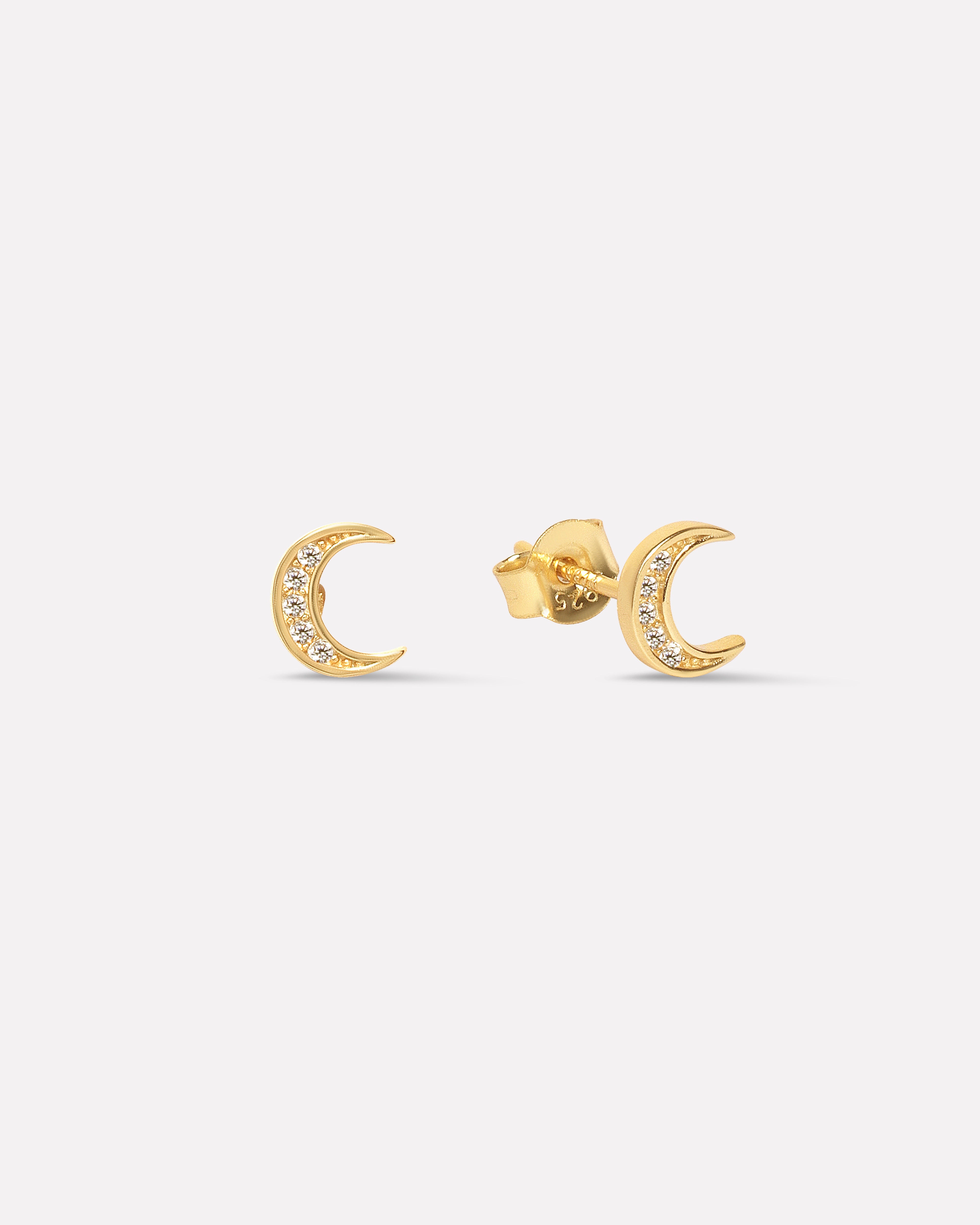 Crescent Moon Flat Back Screw Stud Earrings