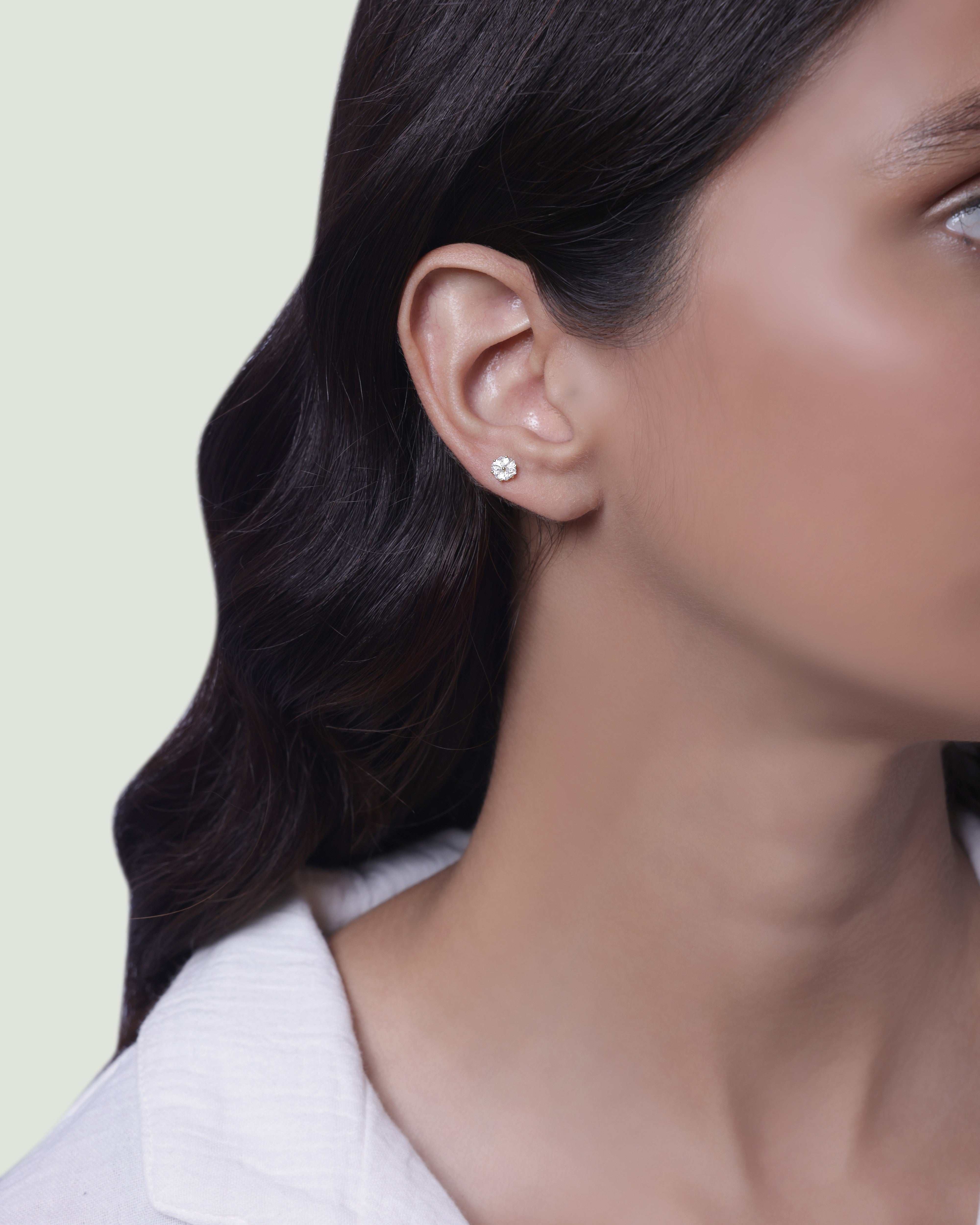 Zirconia Bouquet Floral Stud – Rhodium Plated Flat Back Studs