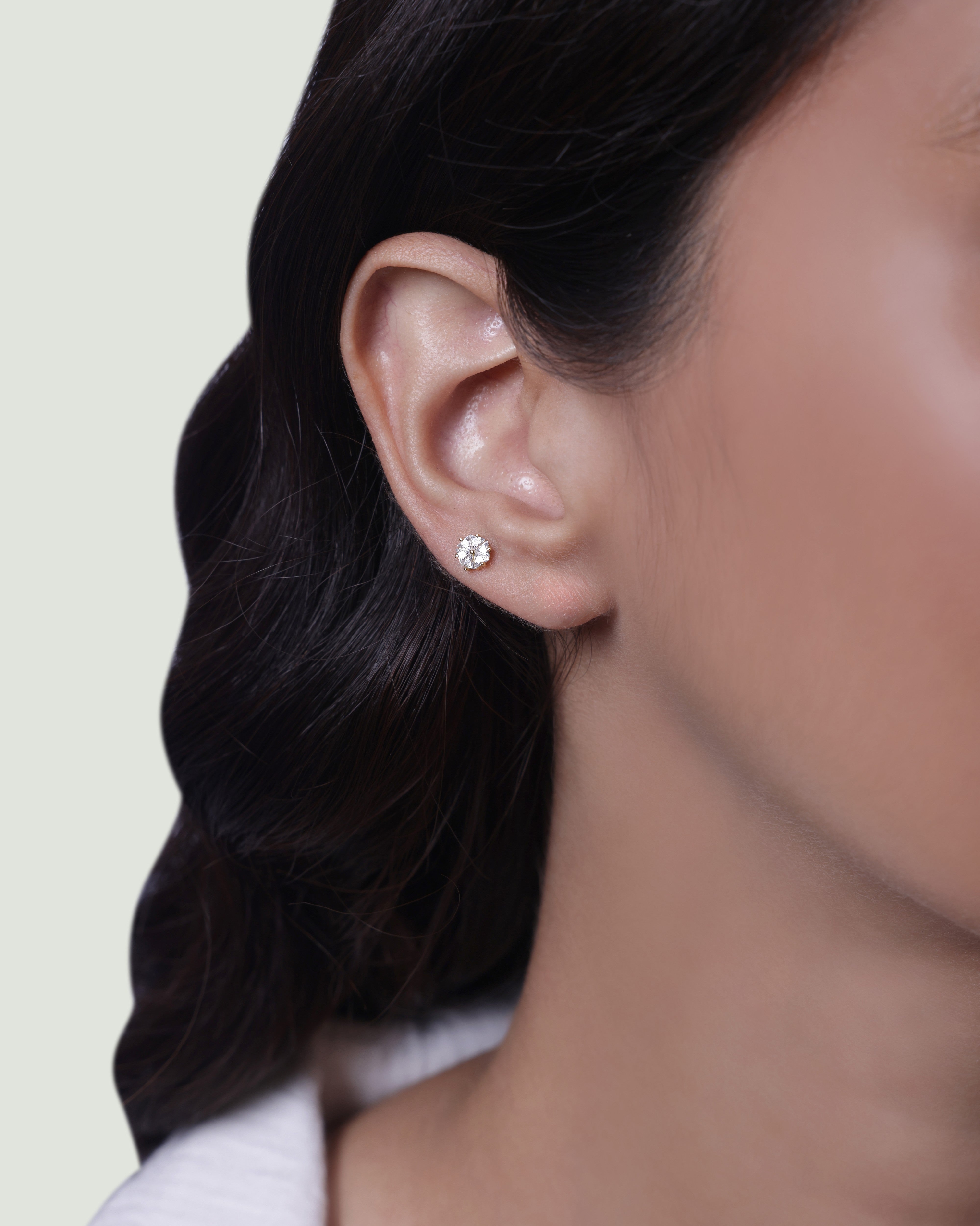 Zirconia Bouquet Floral Stud – 14K Gold Plated Flat Back Studs