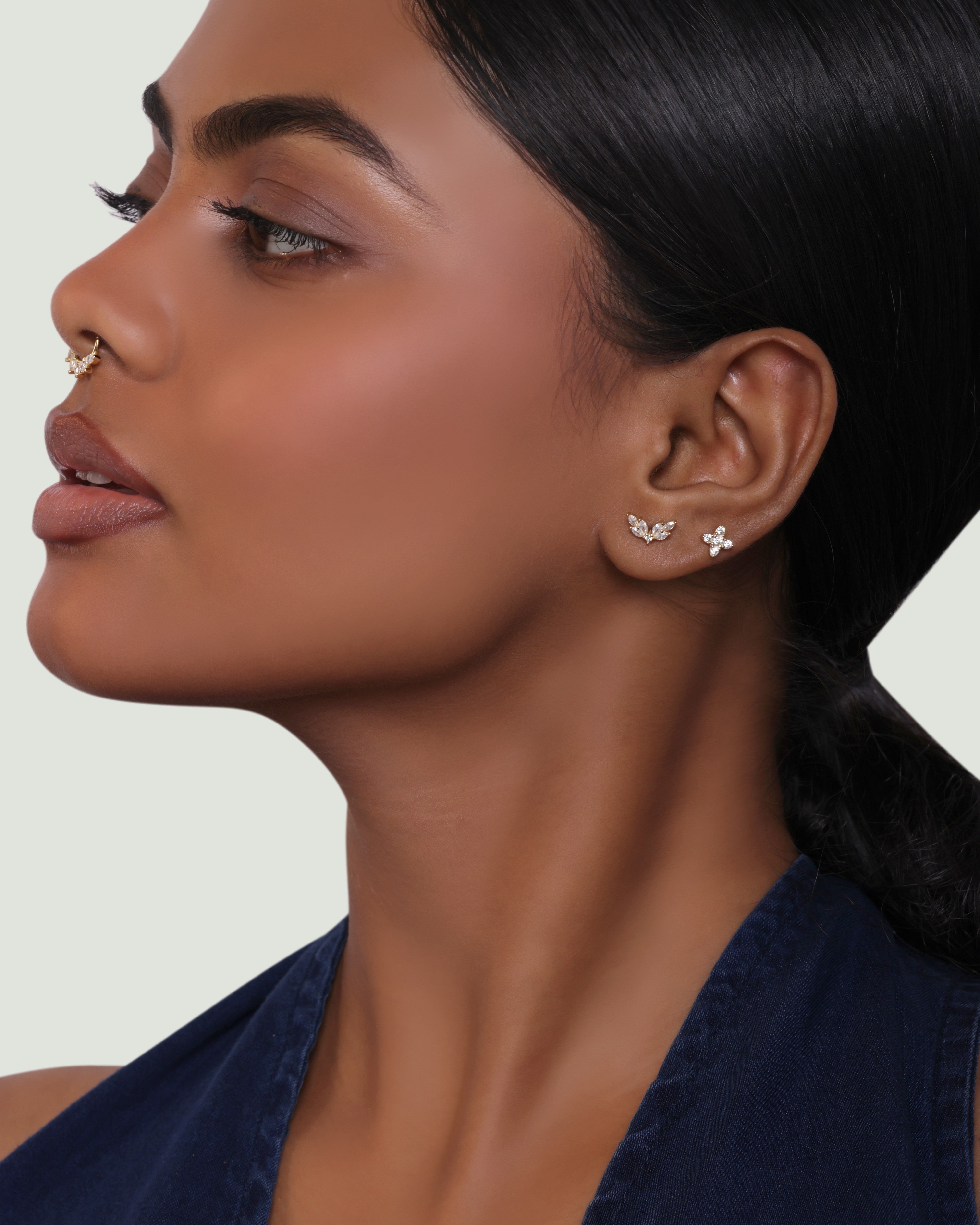 Quadra Bloom Flat Back Stud Earrings