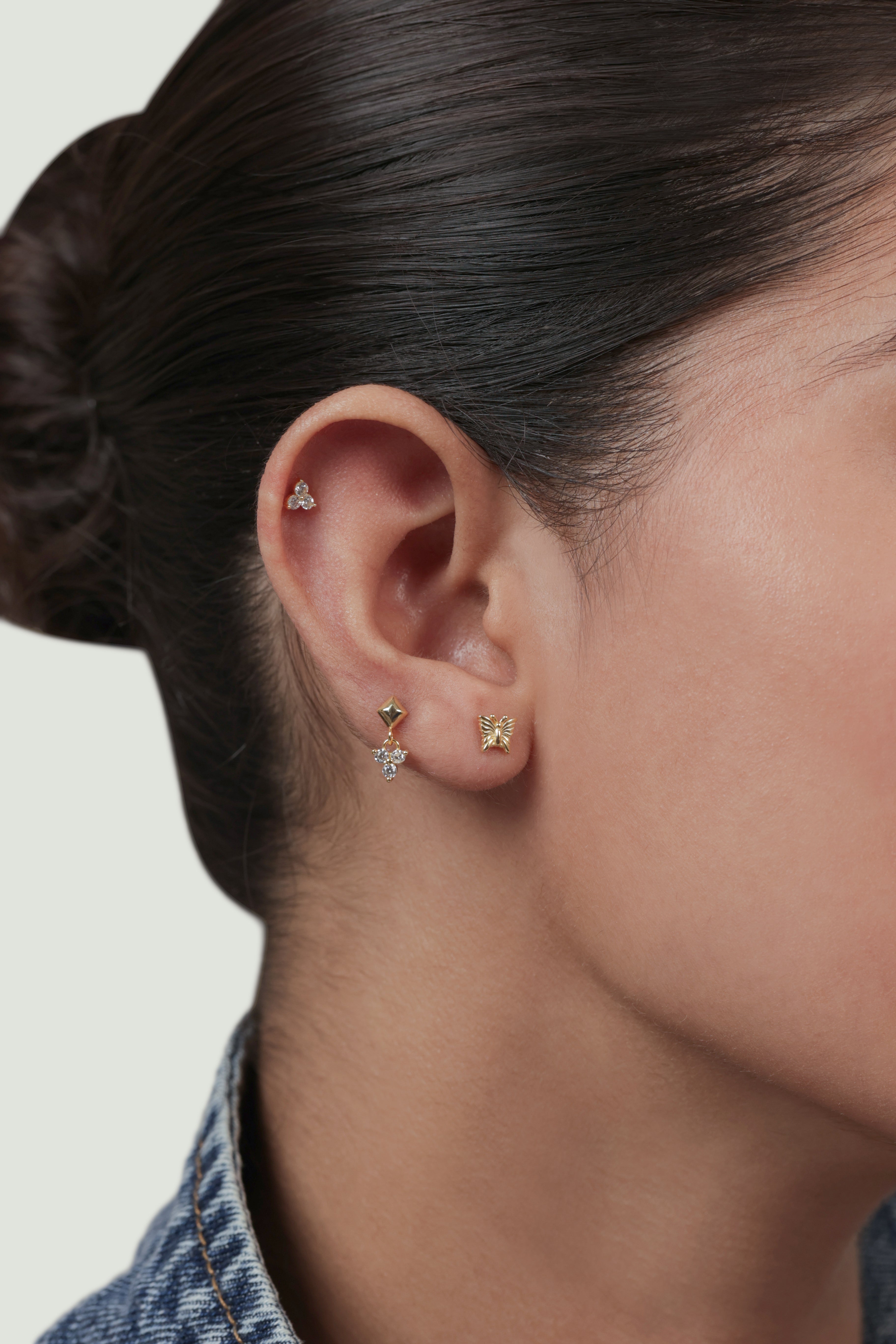 Pyramid Dangle Cartilage Flat Back Earrings