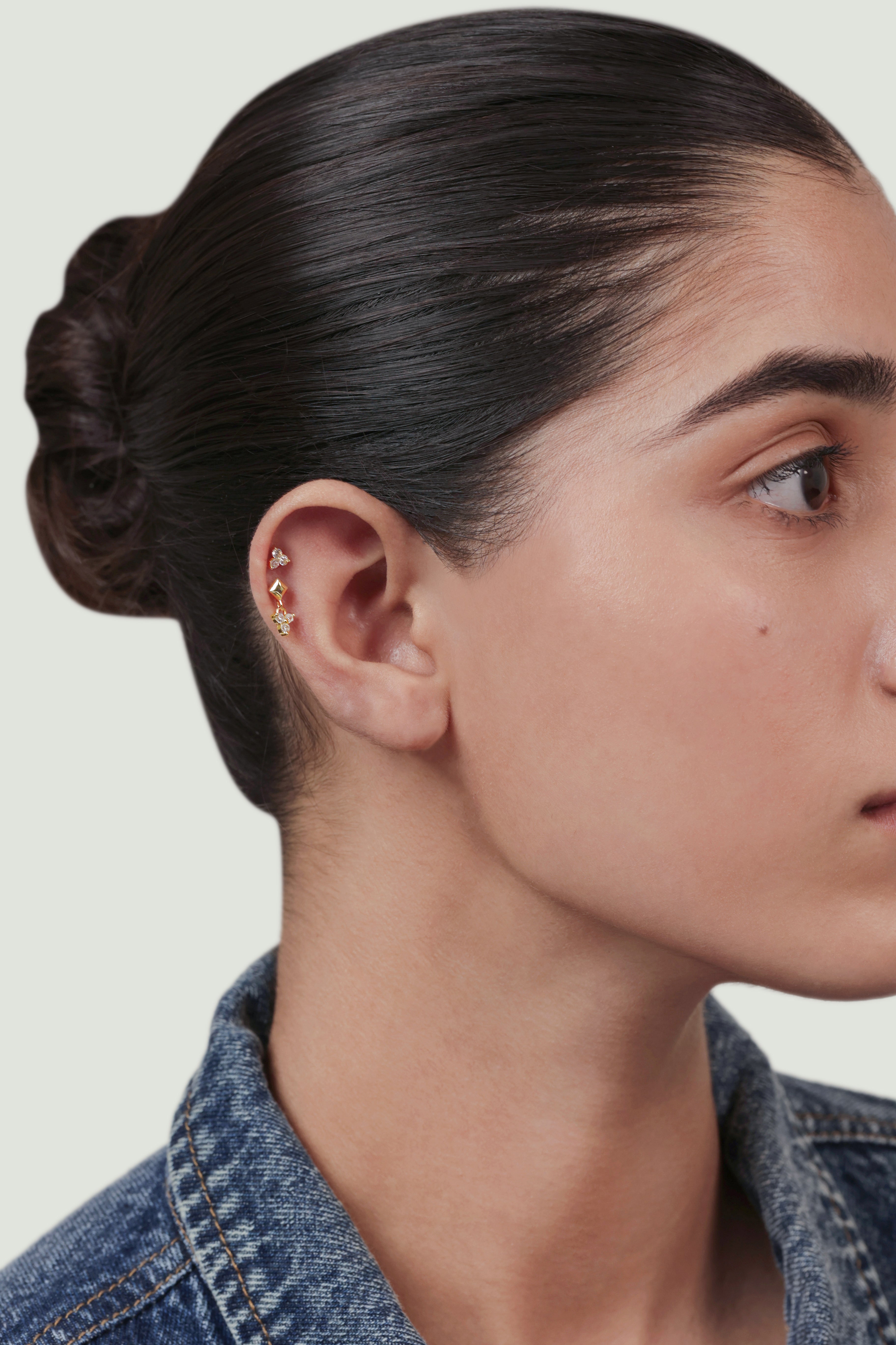 Pyramid Dangle Cartilage Flat Back Earrings