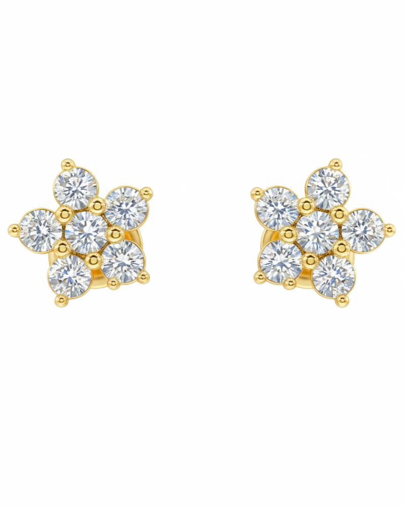 Five Petal Flower Stud Earrings