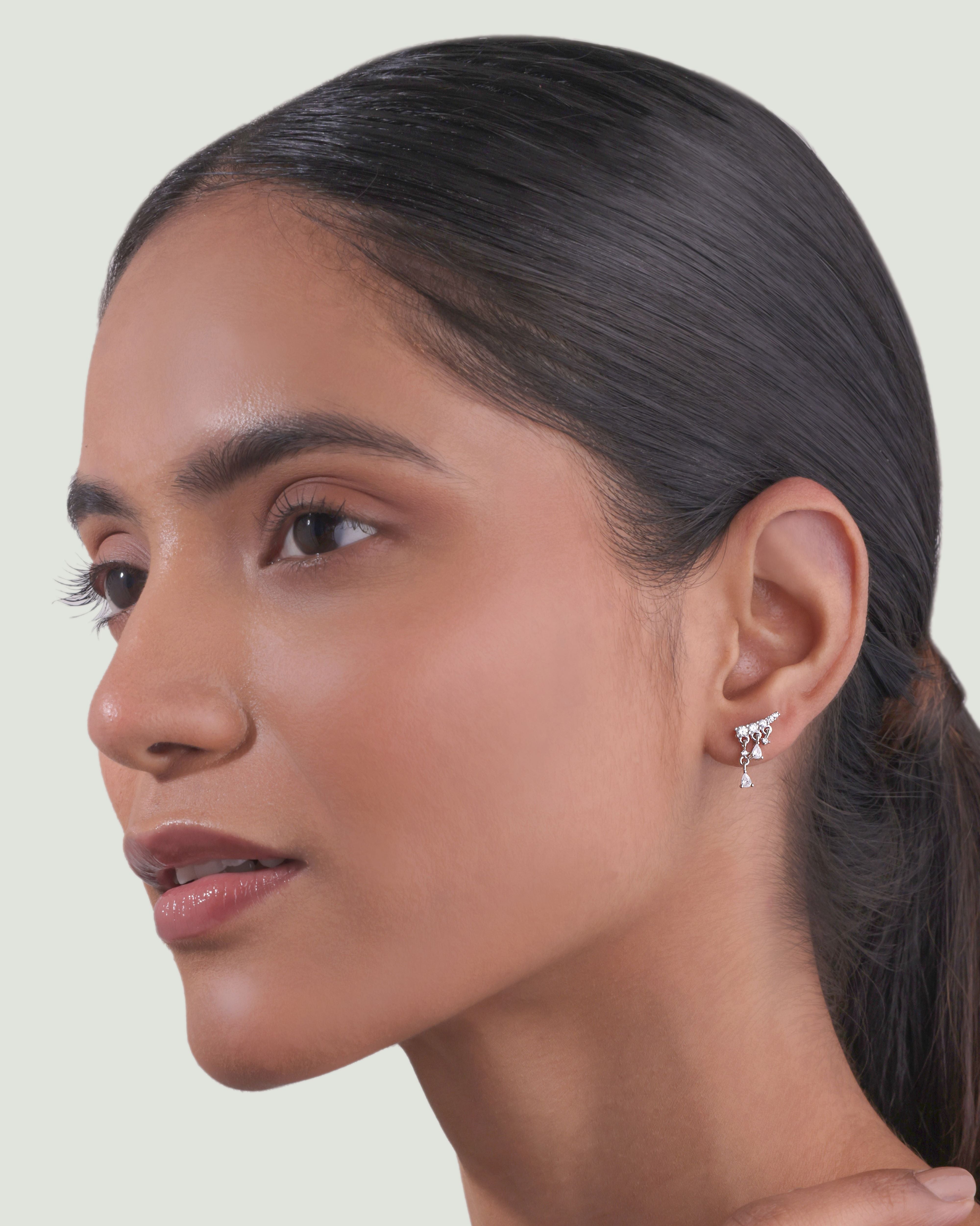 Flowing Stones - A Luxury Climber Stud Earring