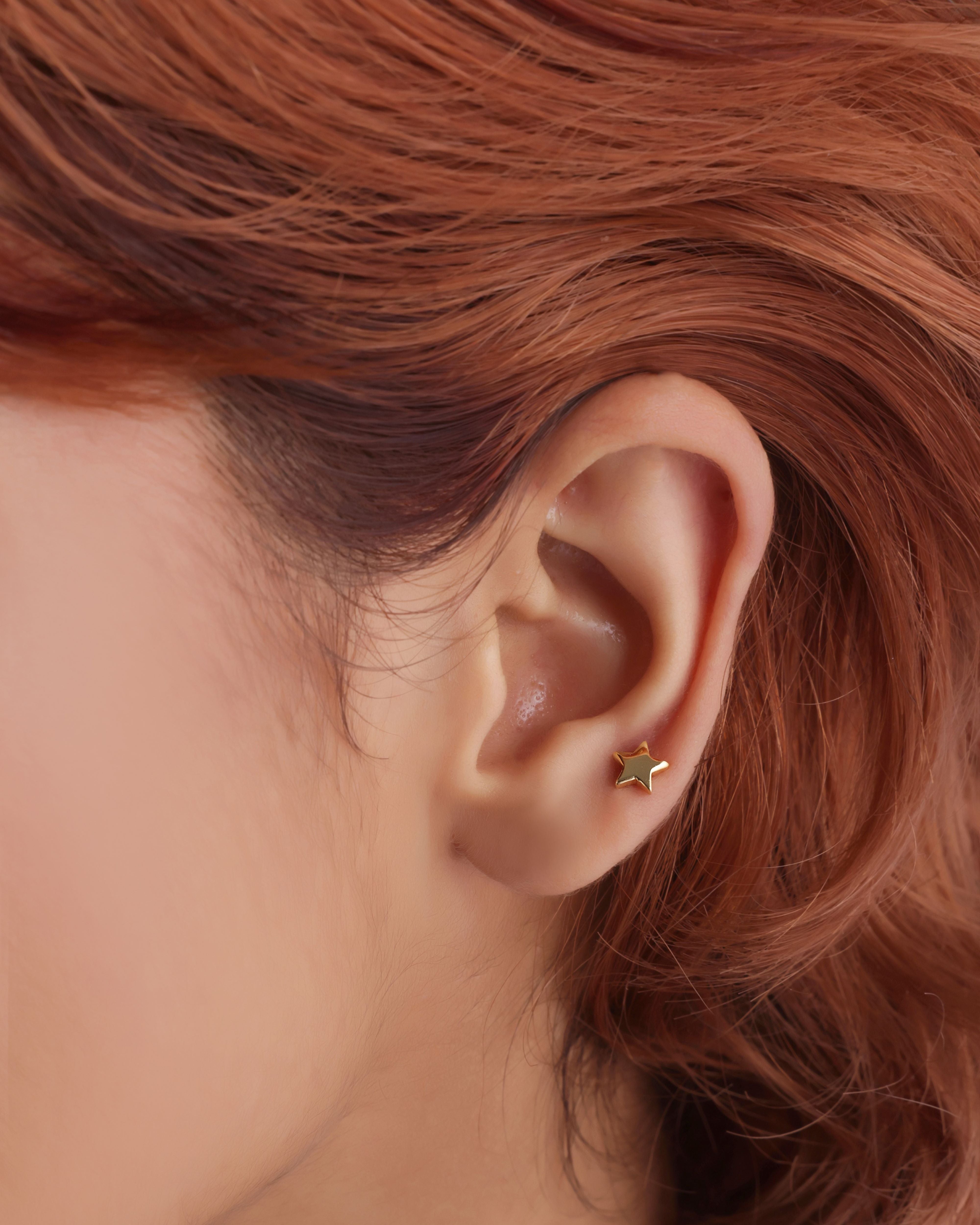 Mismatched Star With a Moon Combination Stud Earrings