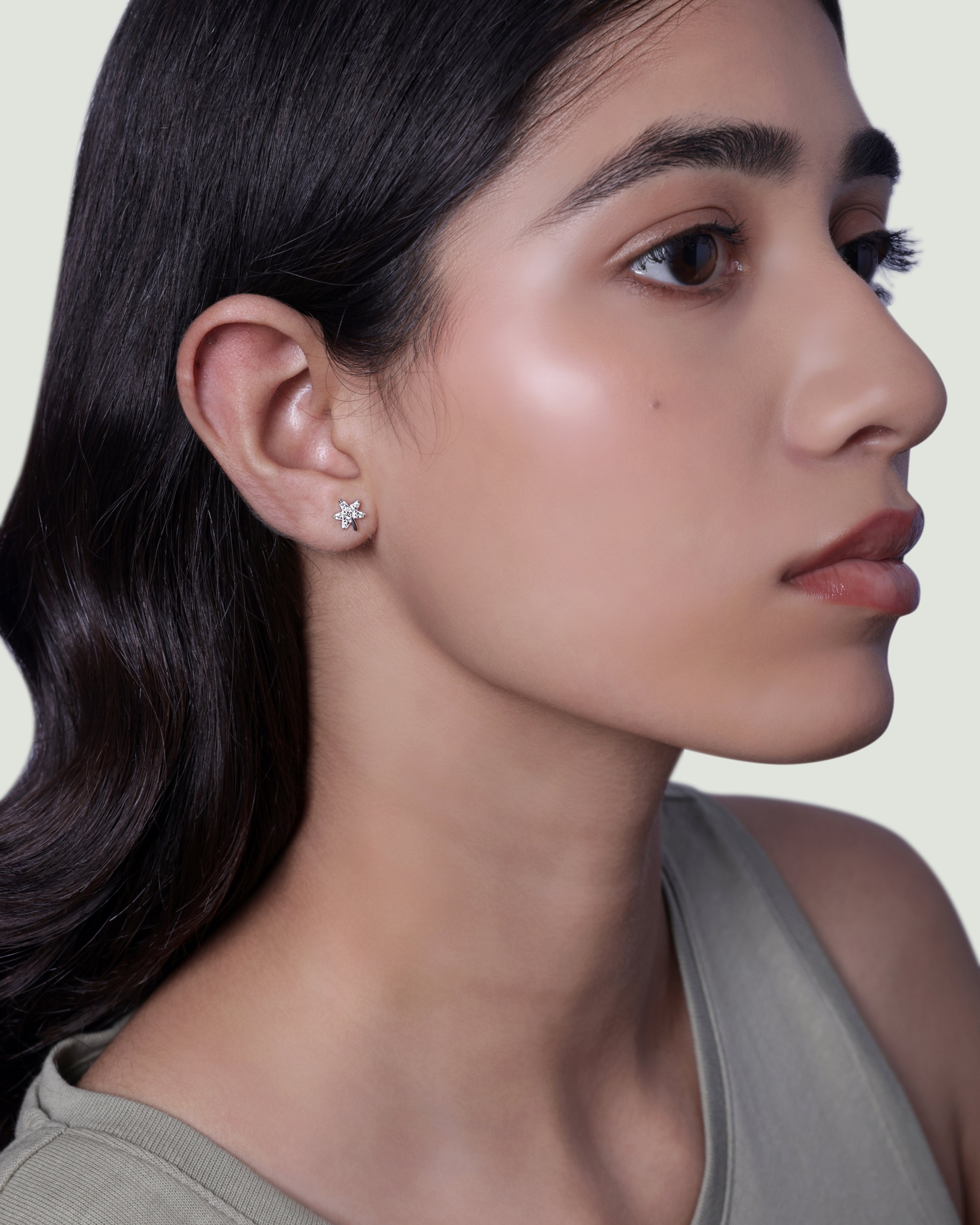 Plant shape stud earring set - Pair