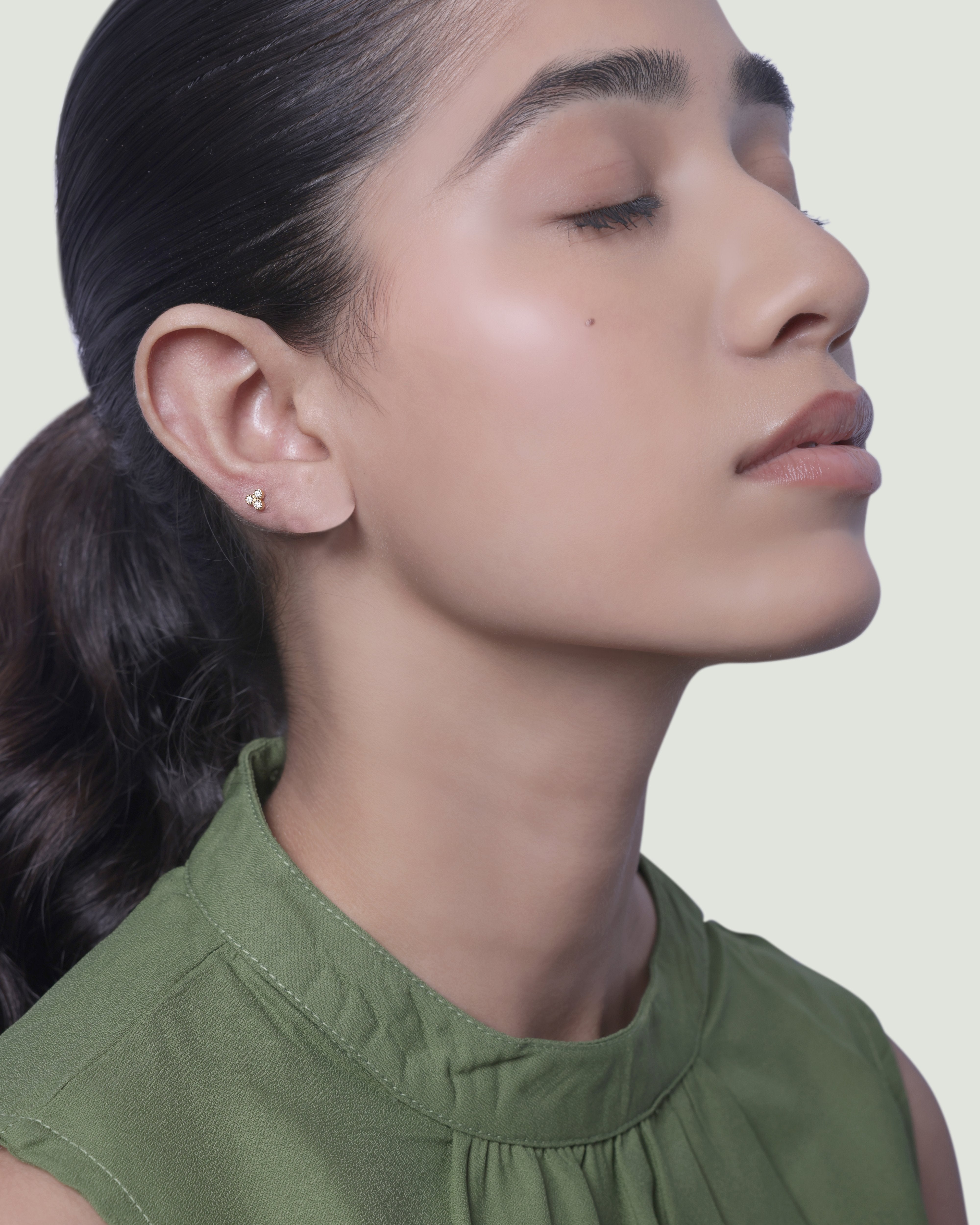 Symmetry Three Stone Stud Pair