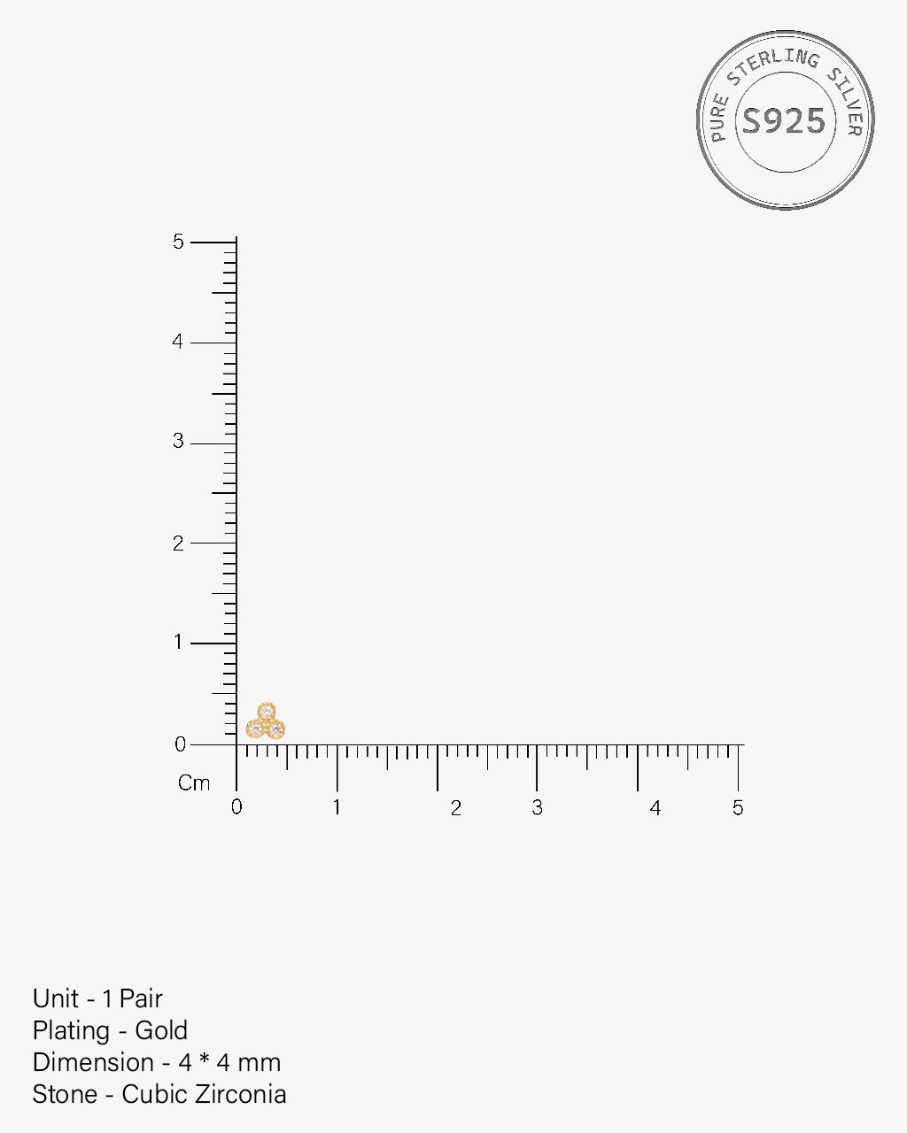 Symmetry Three Stone Stud Earrings