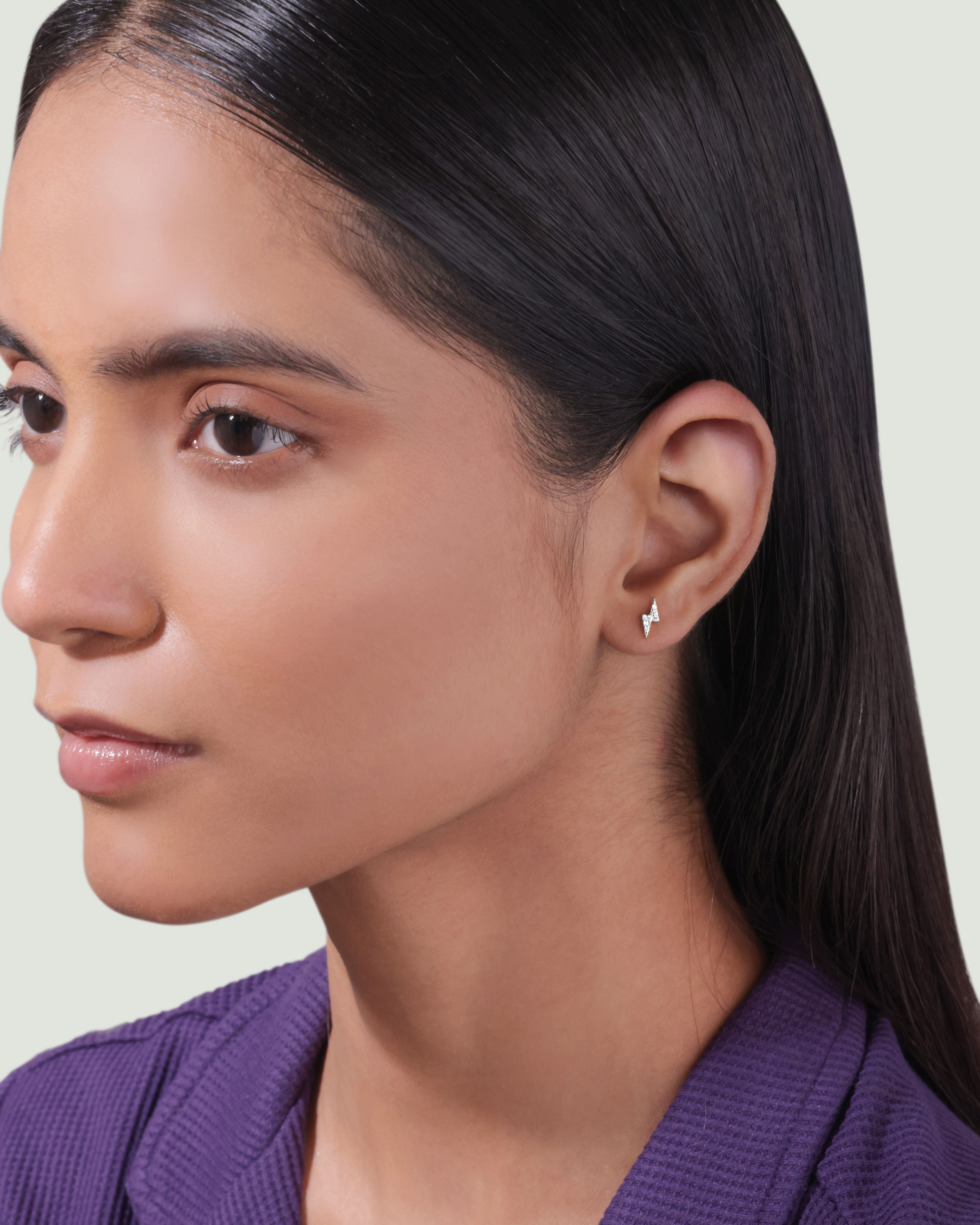 Zircon Paved Thunder Lightning Stud - Pair