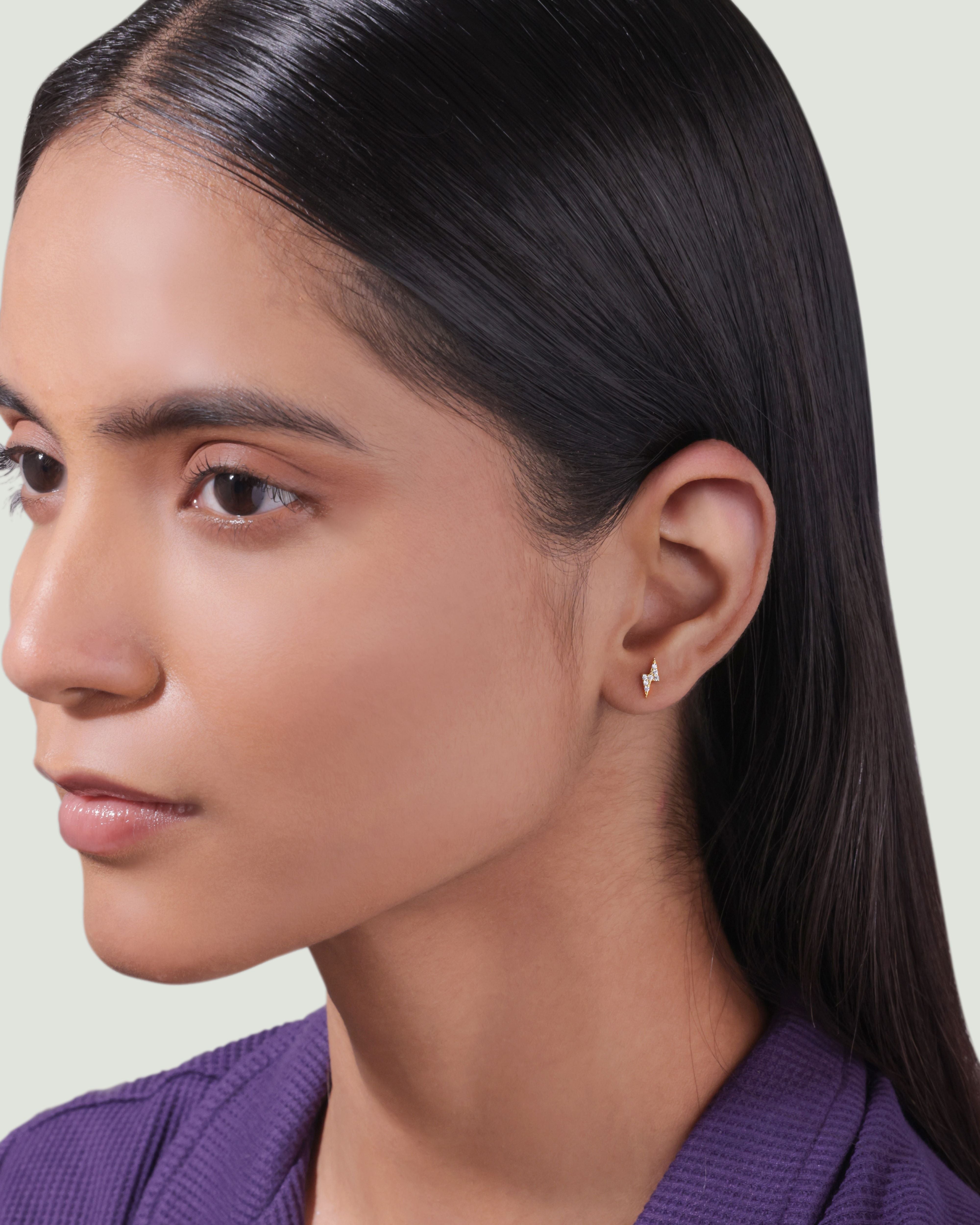 Zircon Paved Thunder Lightning Stud - Pair