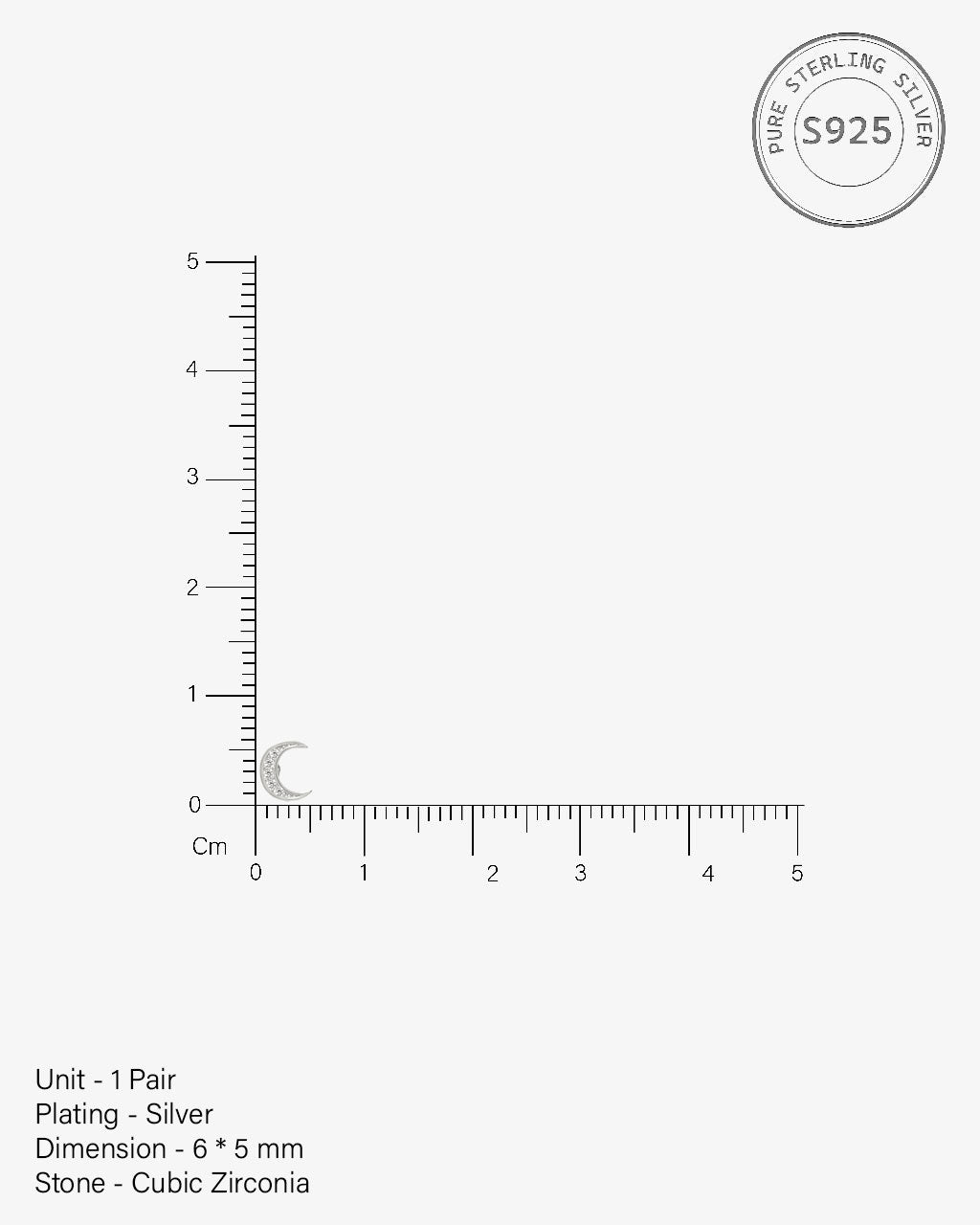 Zirconia Crescent Moon Studs Earrings