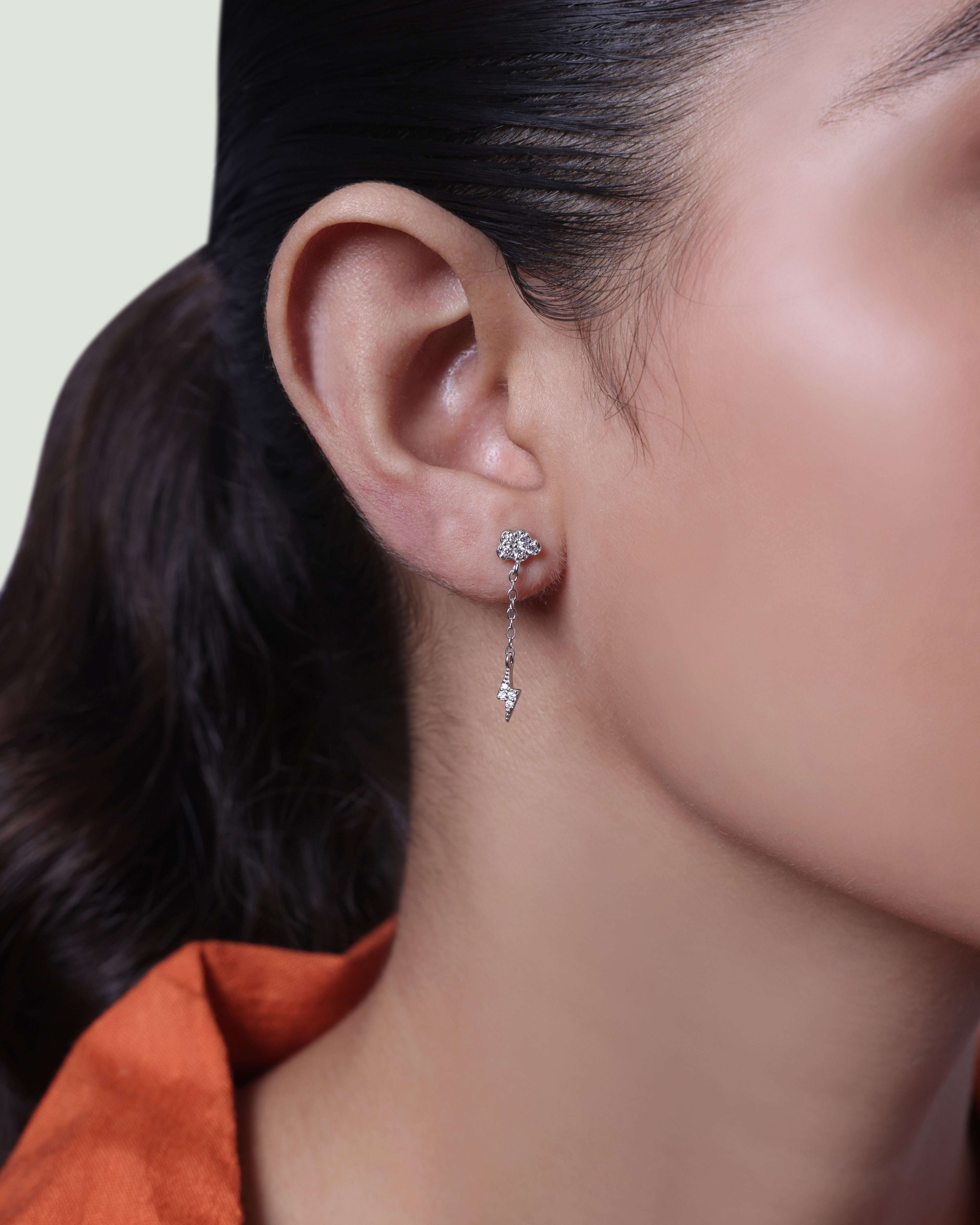 Zirconia Lightning Earring Studs Earring