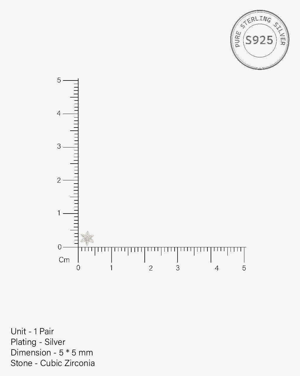 Zirconia Petal Studs Earrings