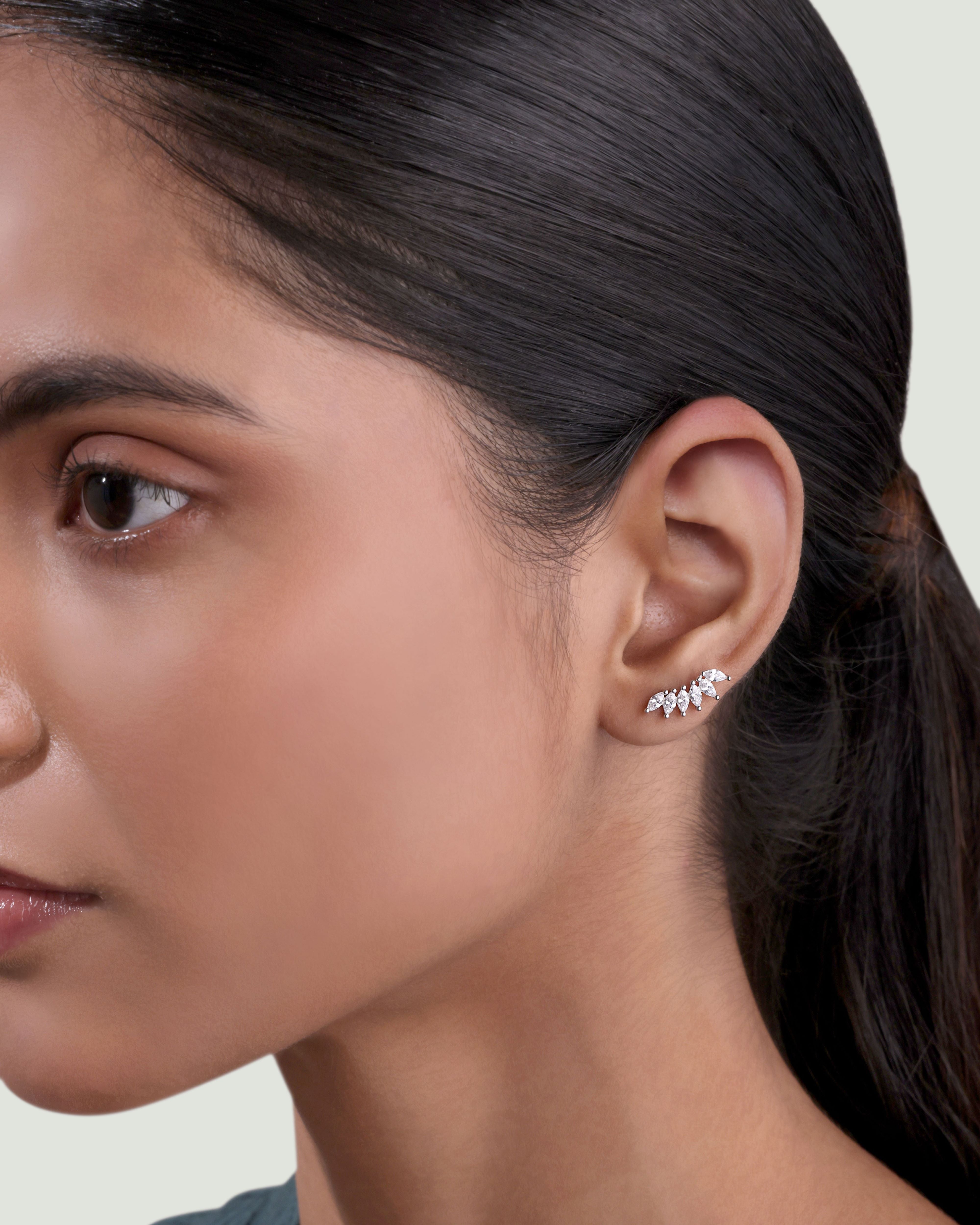 Baguette Crown Climber Stud Earring