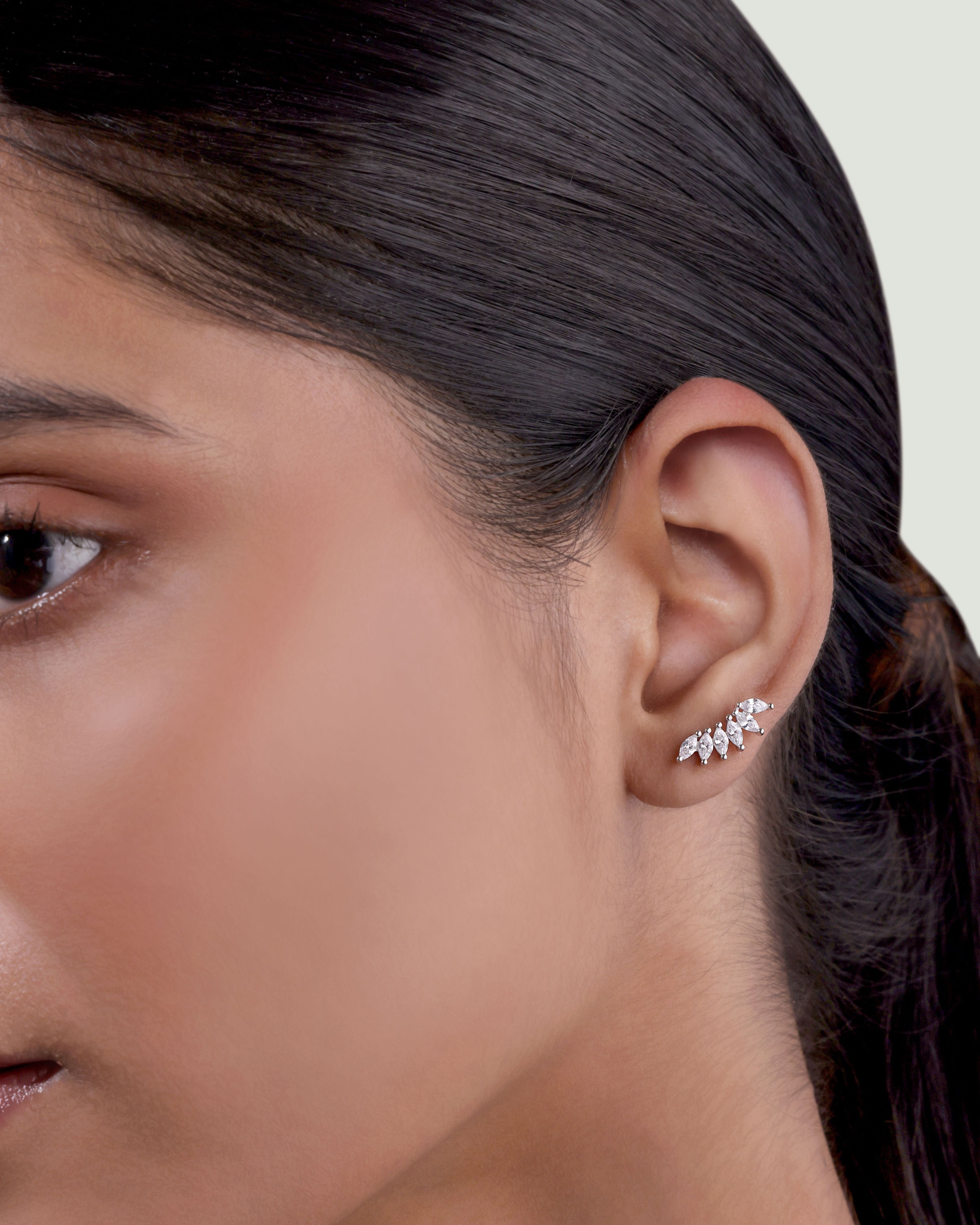 Baguette Crown Climber Stud Earring