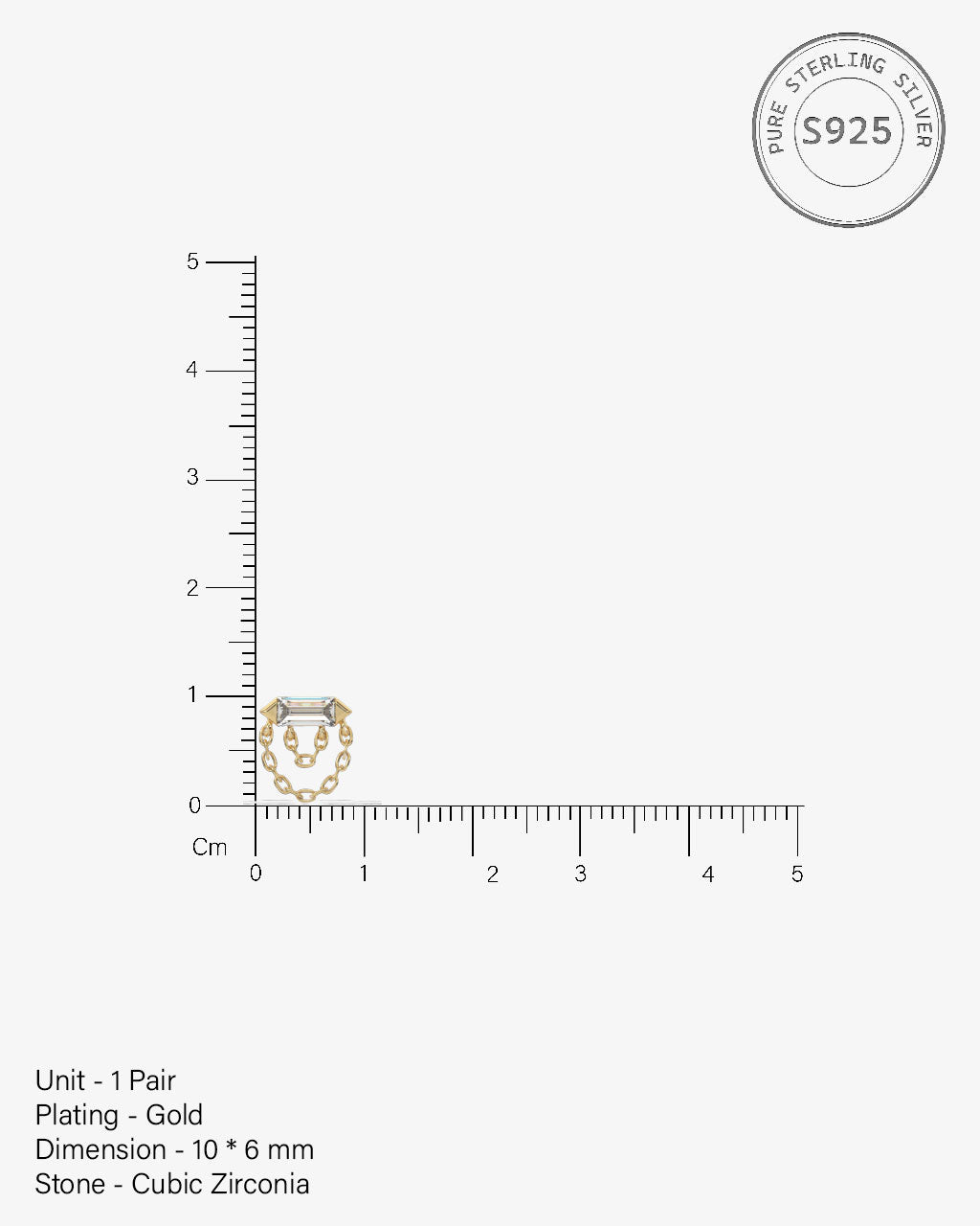 Double Chain Baguette Stud Earrings