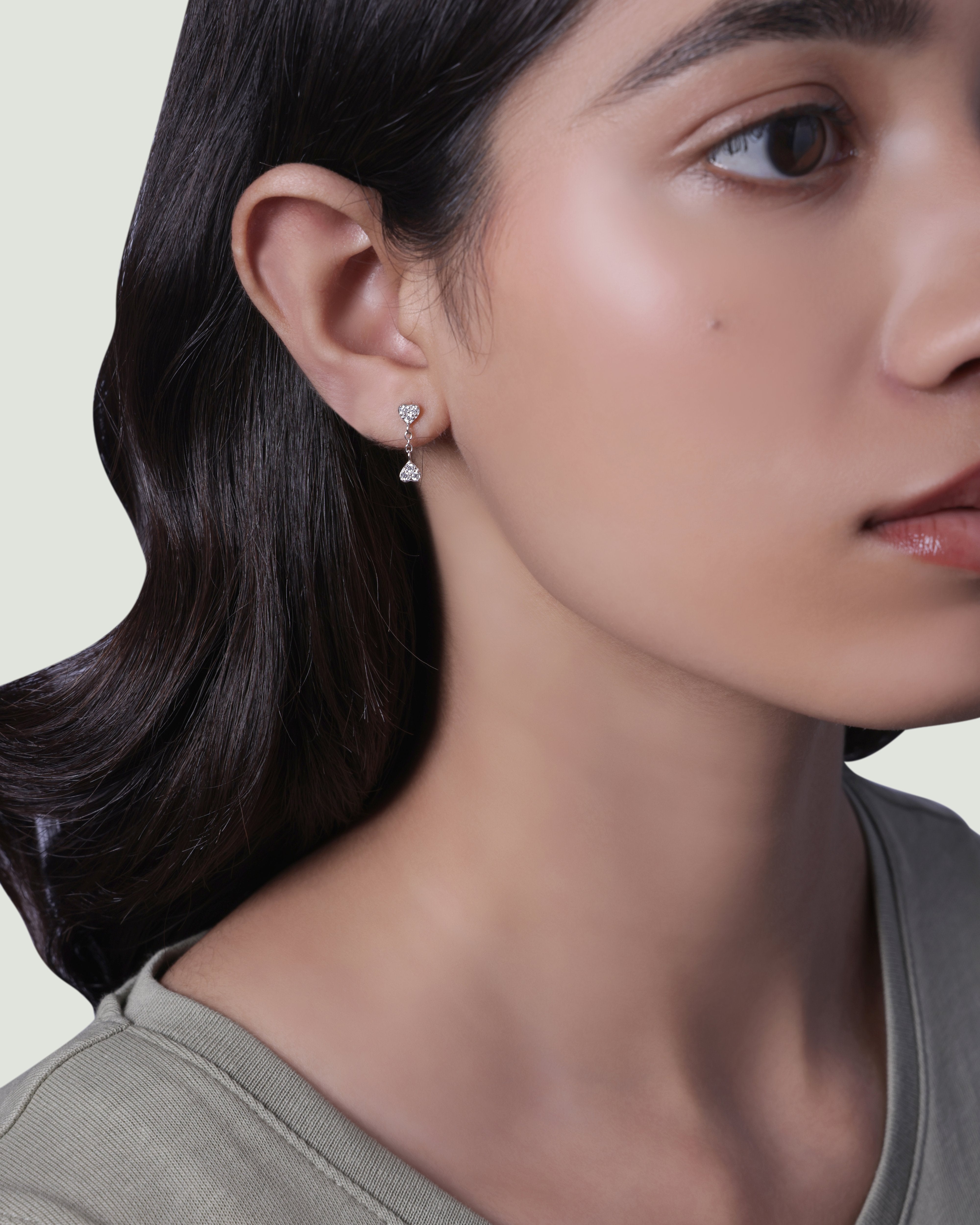 Inverse Heart Drop Stud Earring