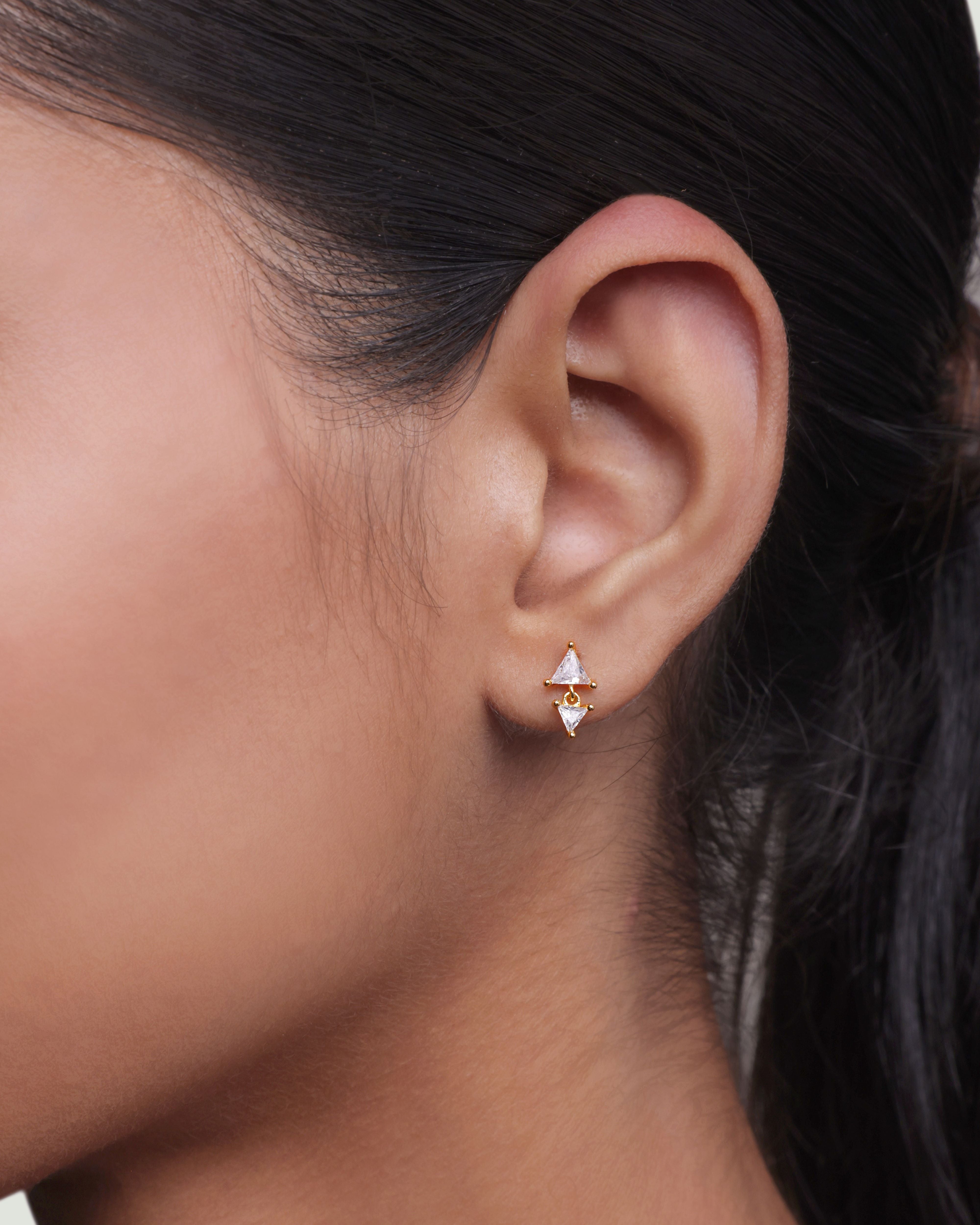 Inverse Triangle Solitaire Stud Earring