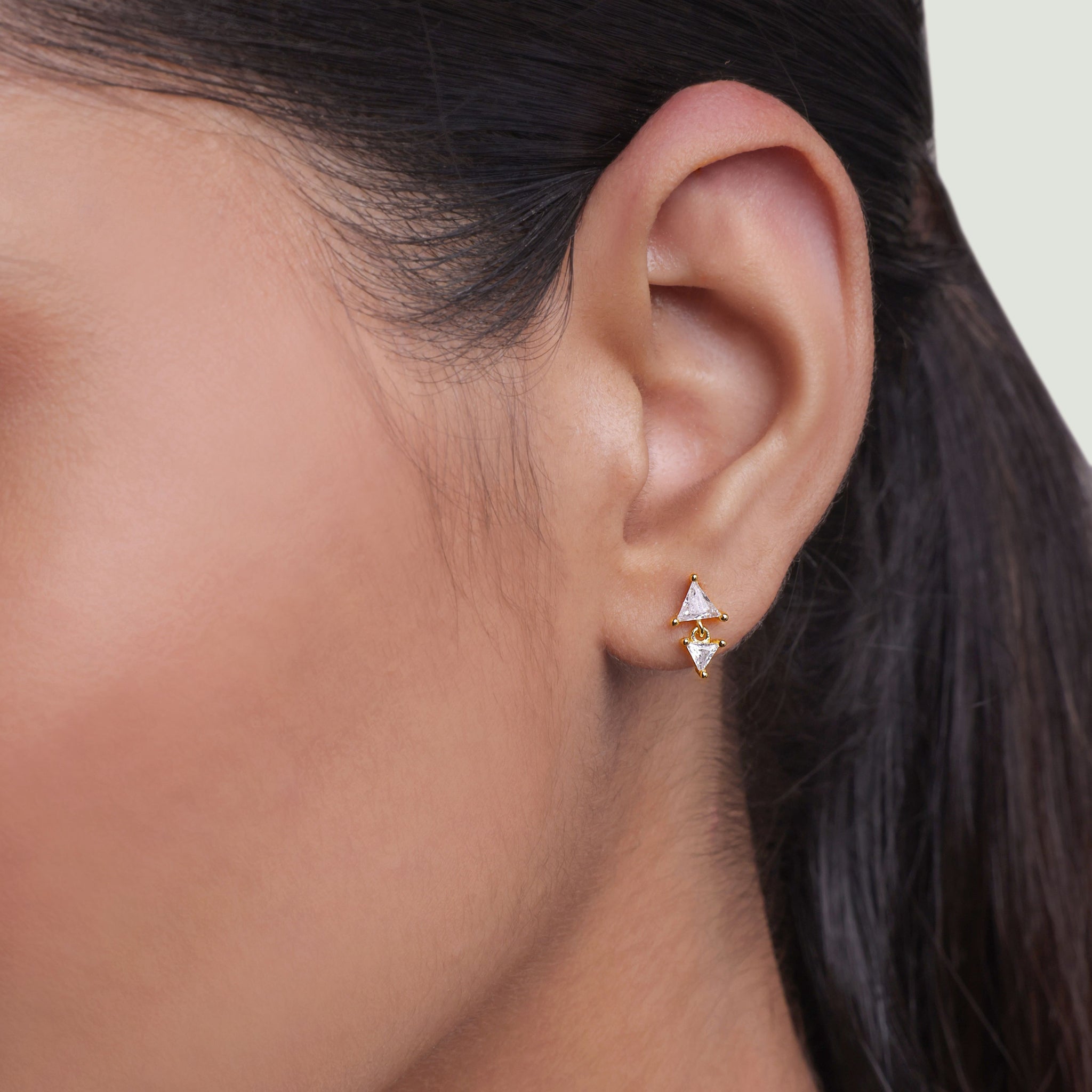 Inverse Triangle Solitaire Stud Earrings