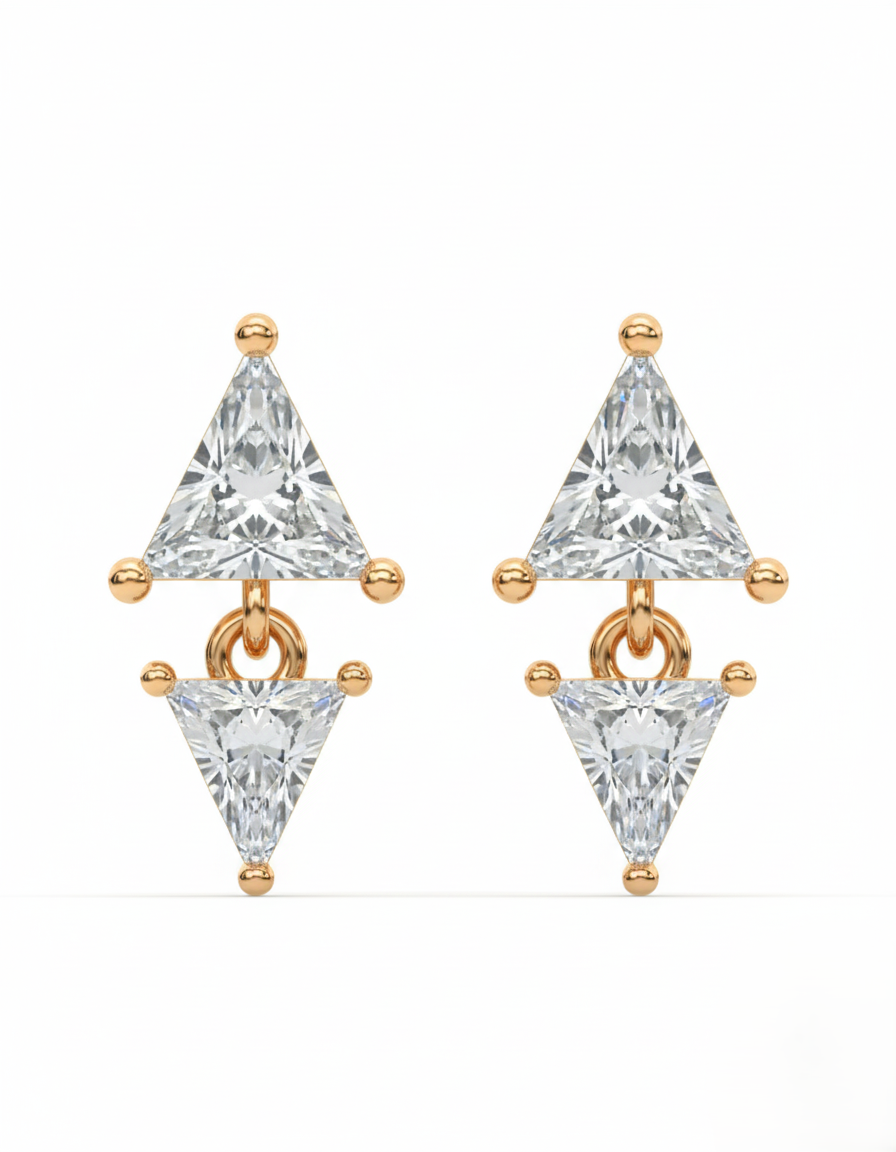 Inverse Triangle Solitaire Stud Earrings