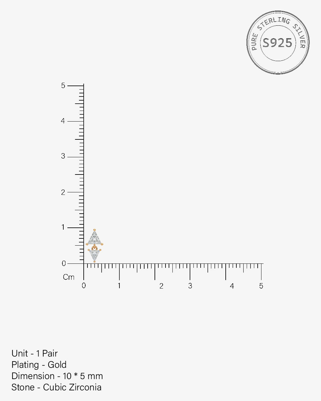 Inverse Triangle Solitaire Stud Earrings