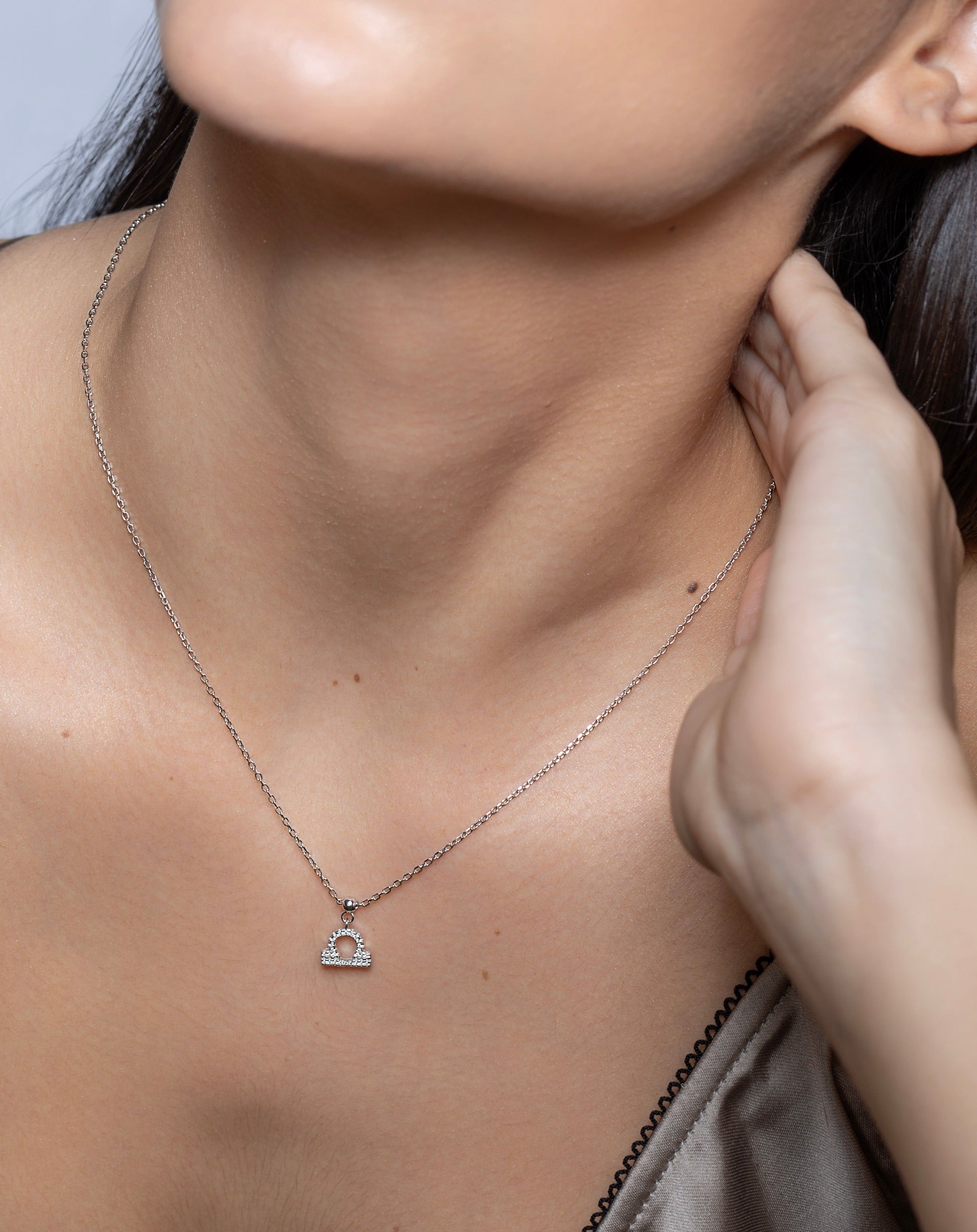 Libra stone pave' zodiac necklace