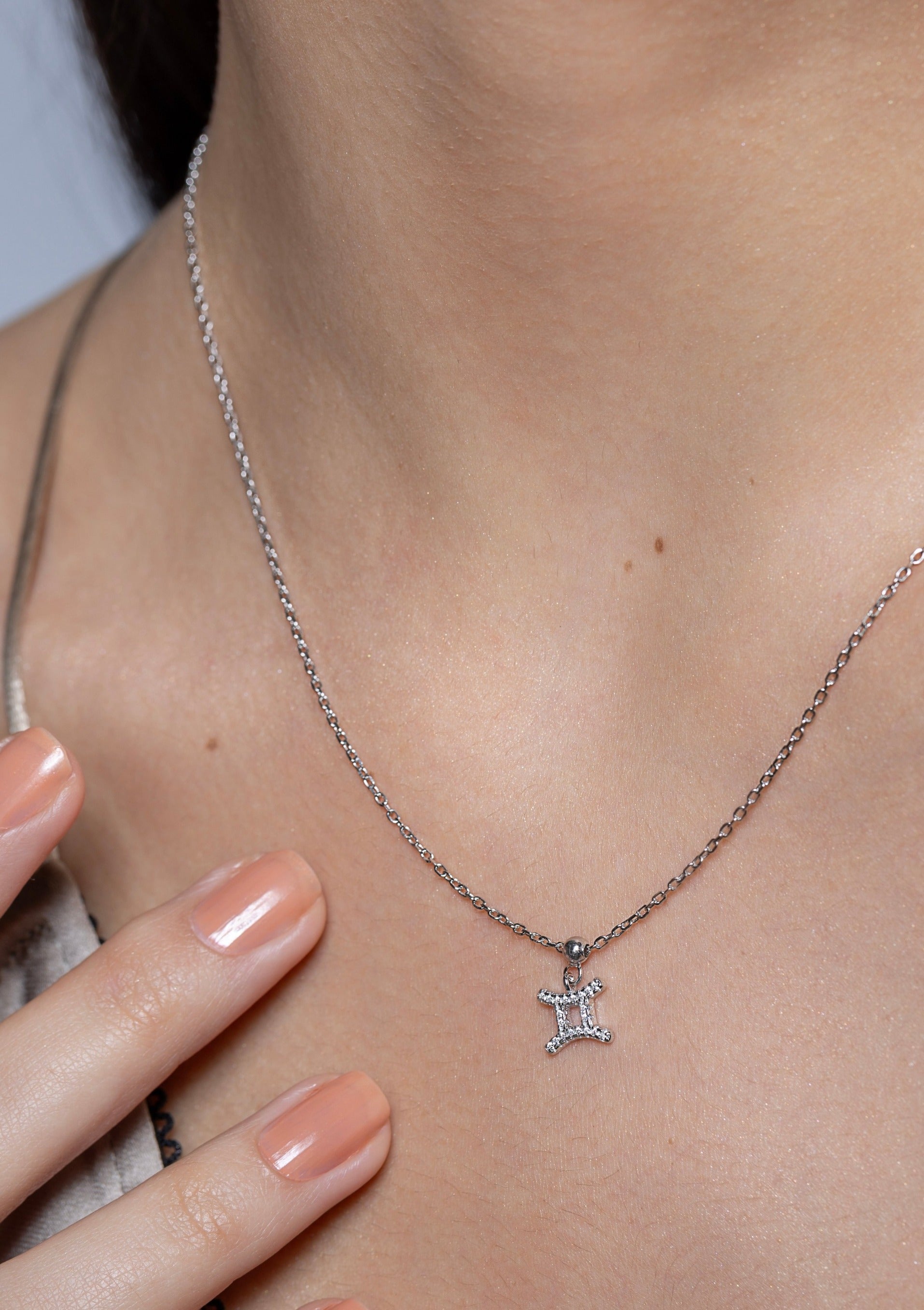 Gemini stone pave' zodiac necklace