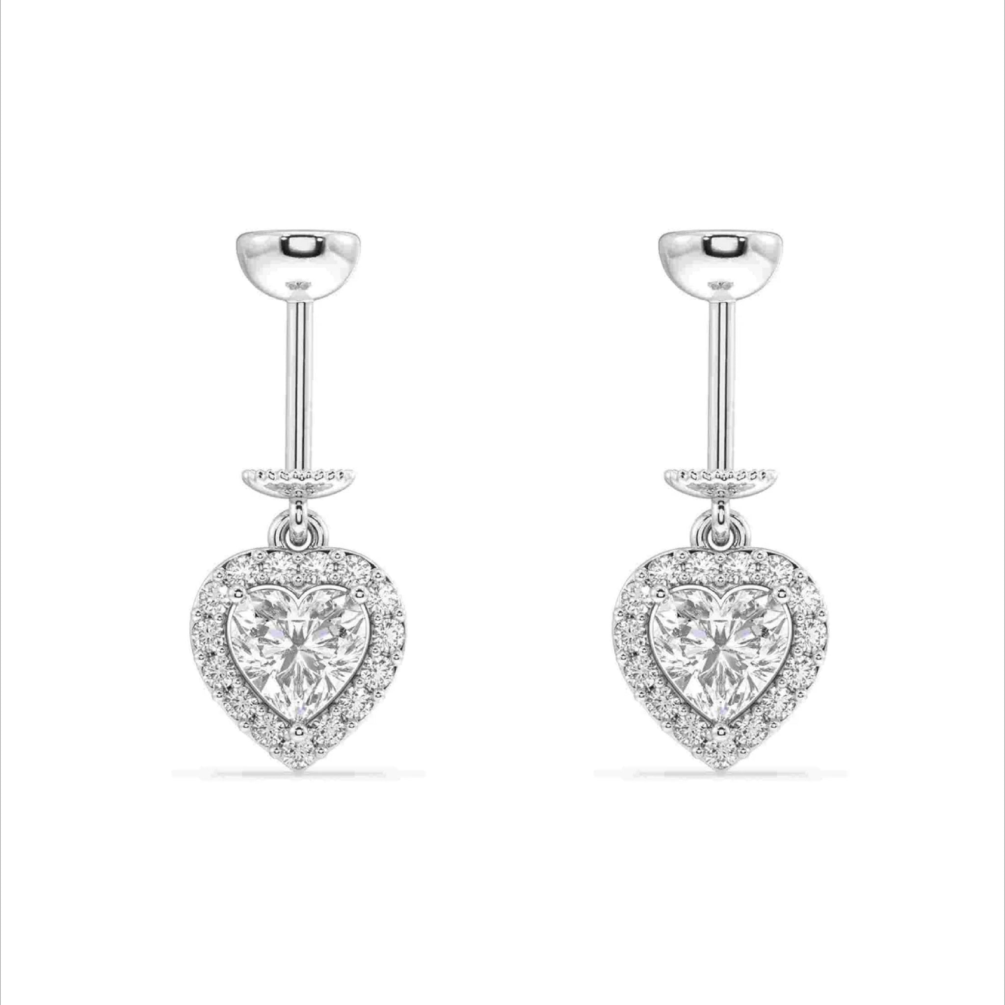 Solitaire Heart Hanging Earrings