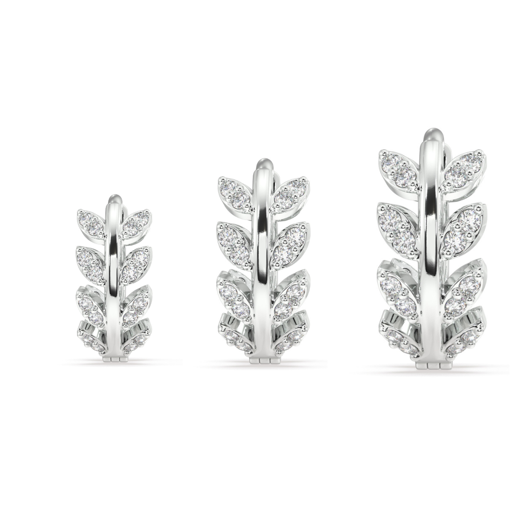 Zirconia Leaf Hoops - Multiple Sizes