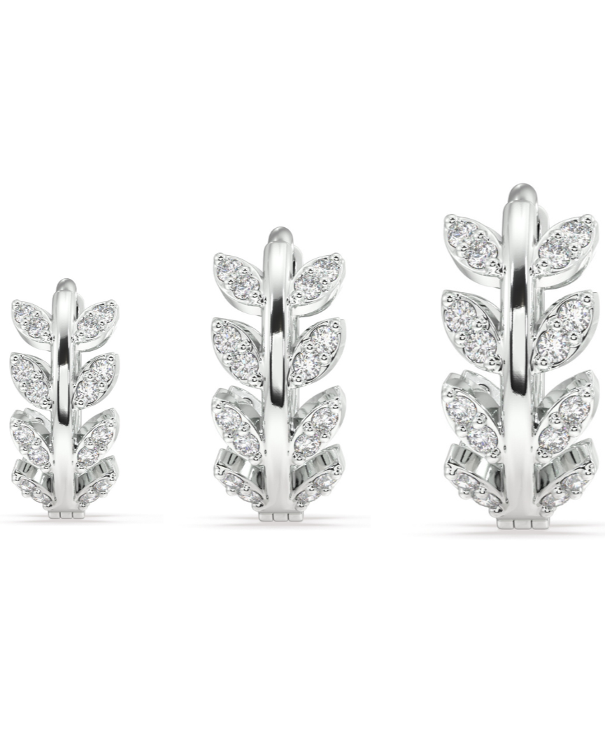 Zirconia Leaf Hoops - Multiple Sizes
