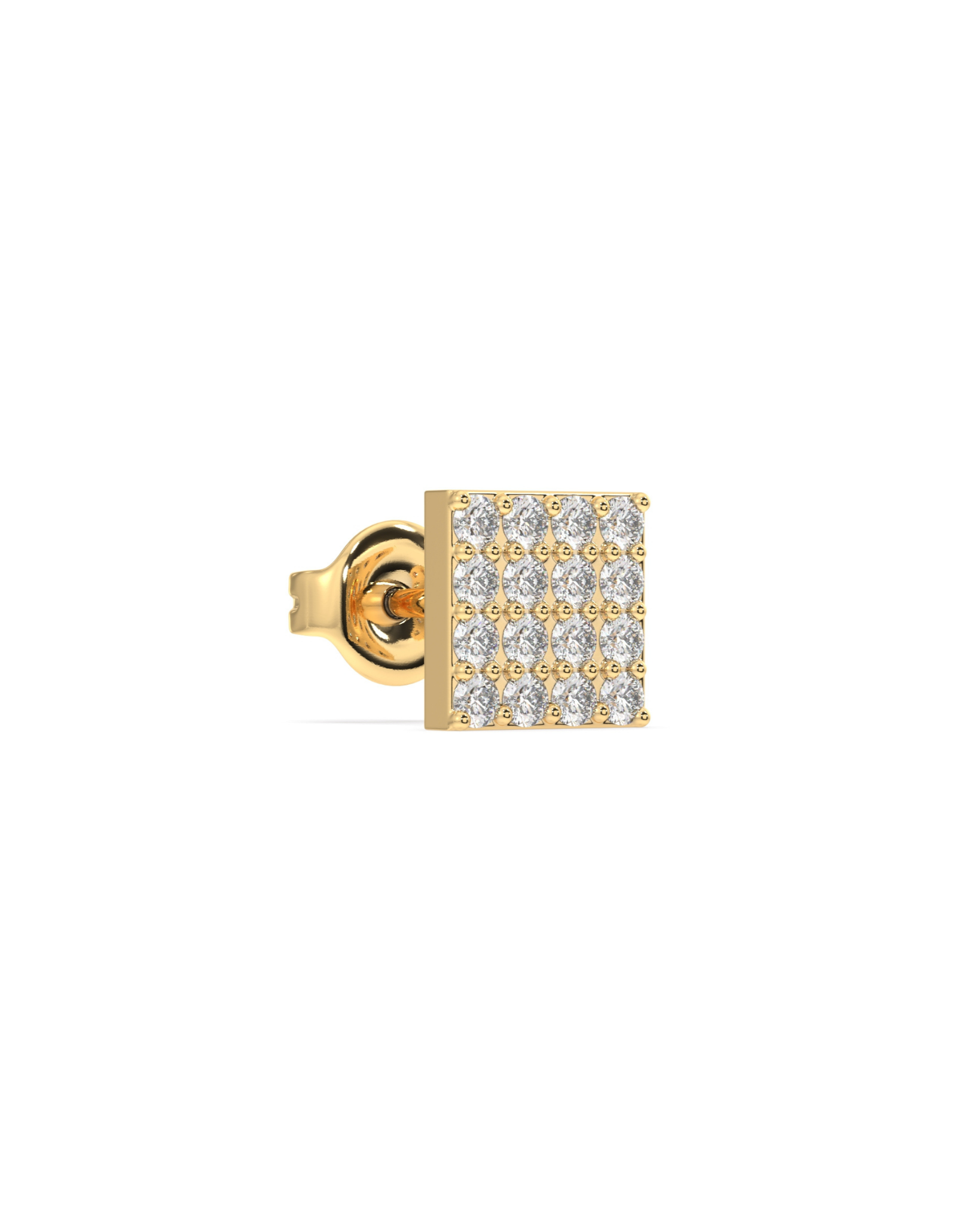 Square Solitaire Gold Plated  Stud