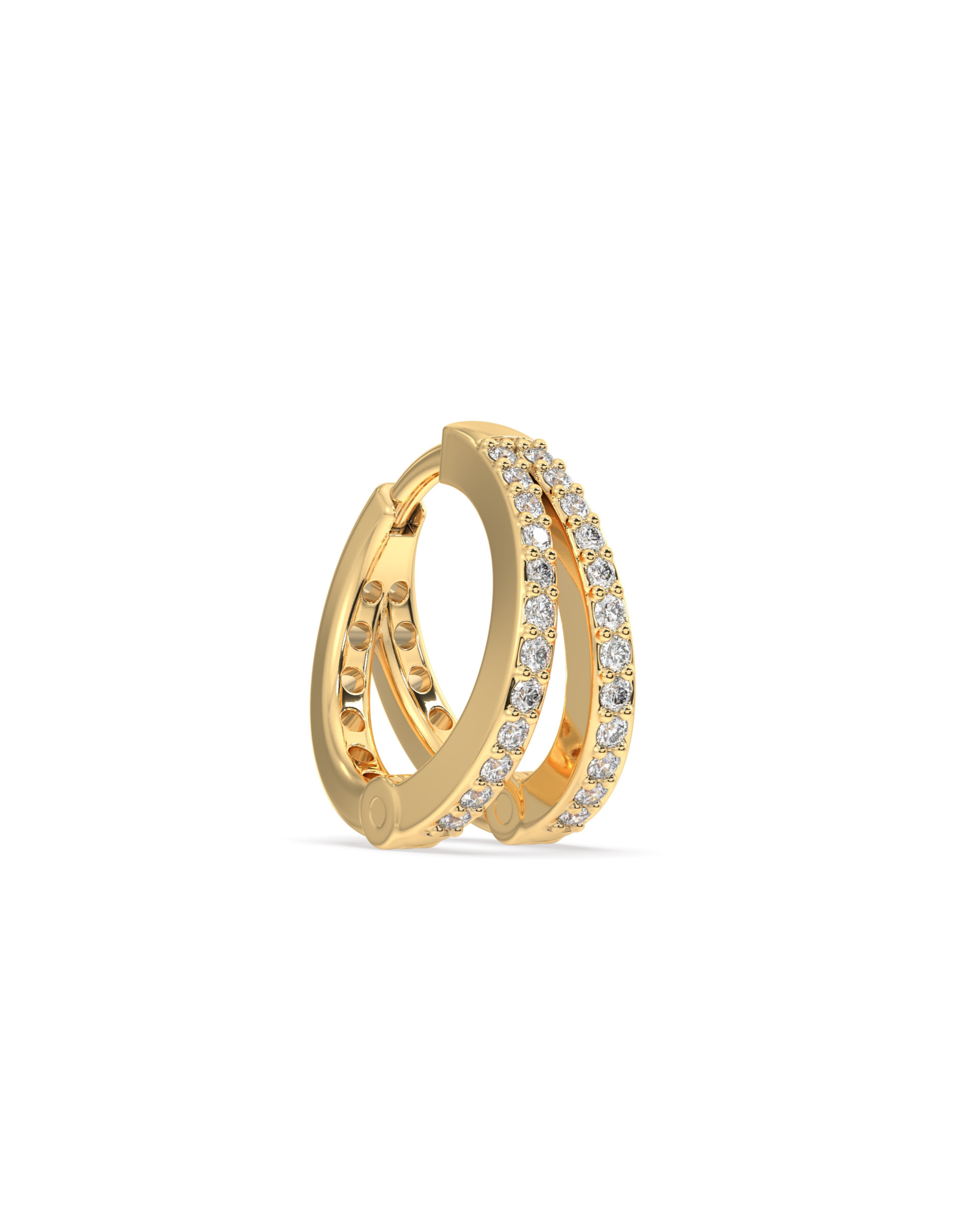 Twin Line Hoop - Layered Men Earring ( 10 MM )