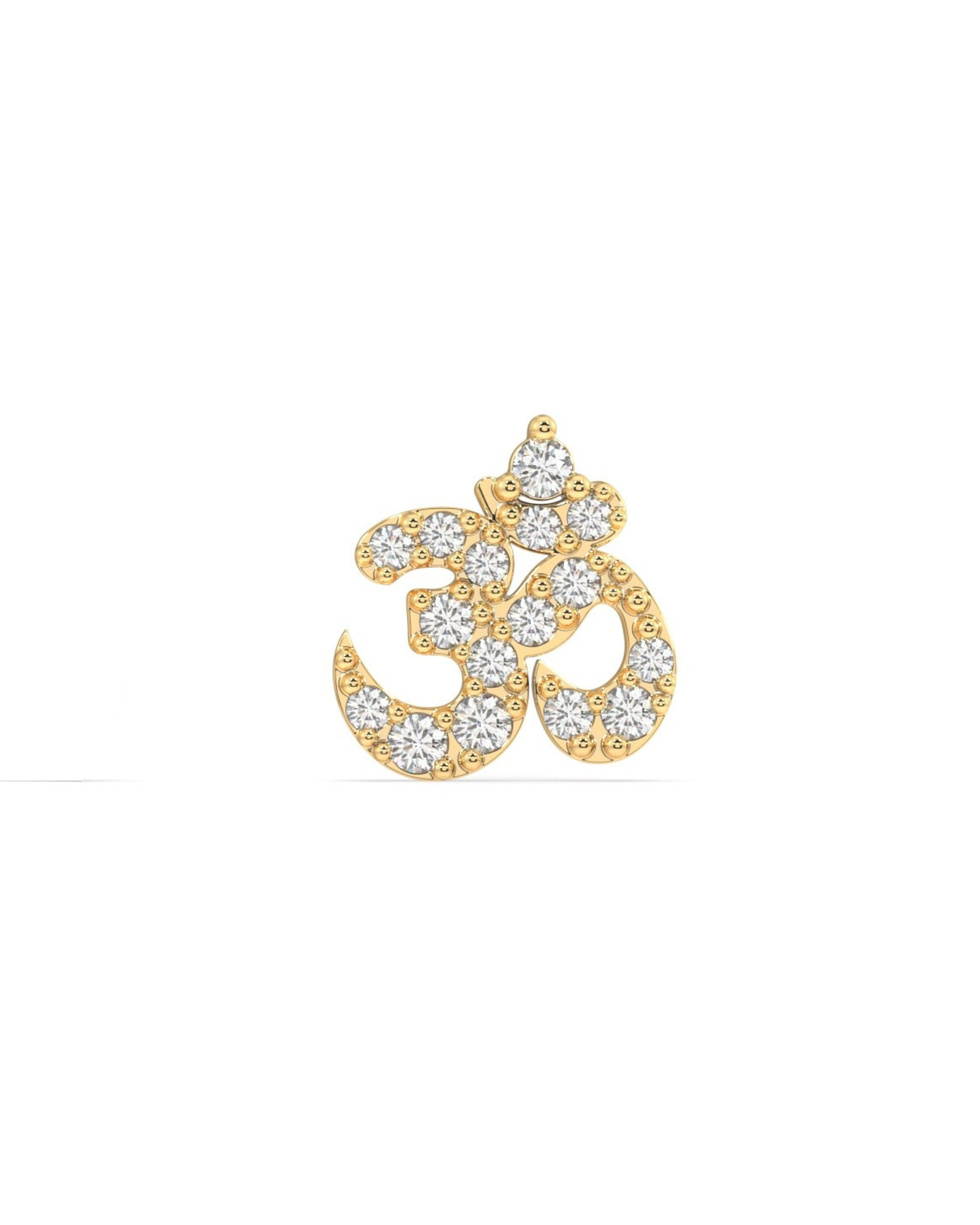 Om Symbol Silver Stud - Gold Plated