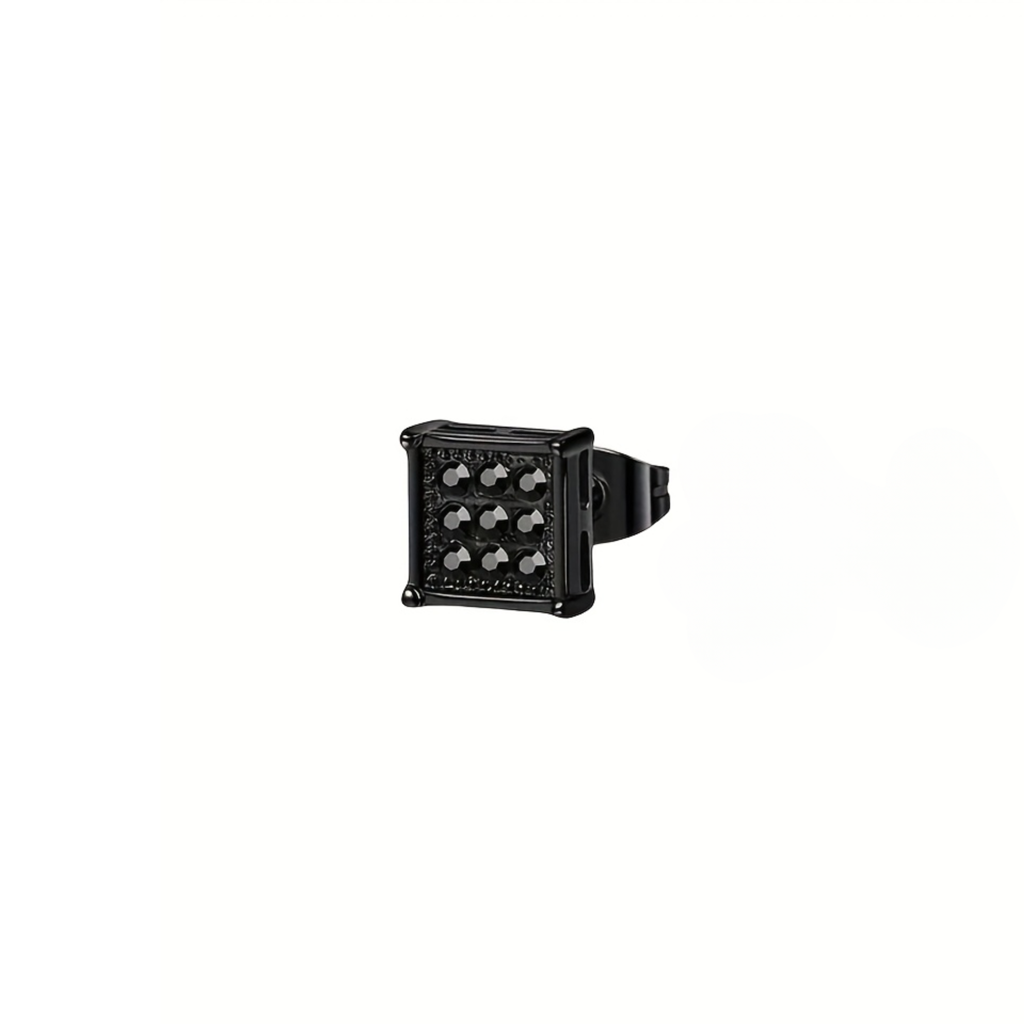 Square Zirconia Stud - Black Edition