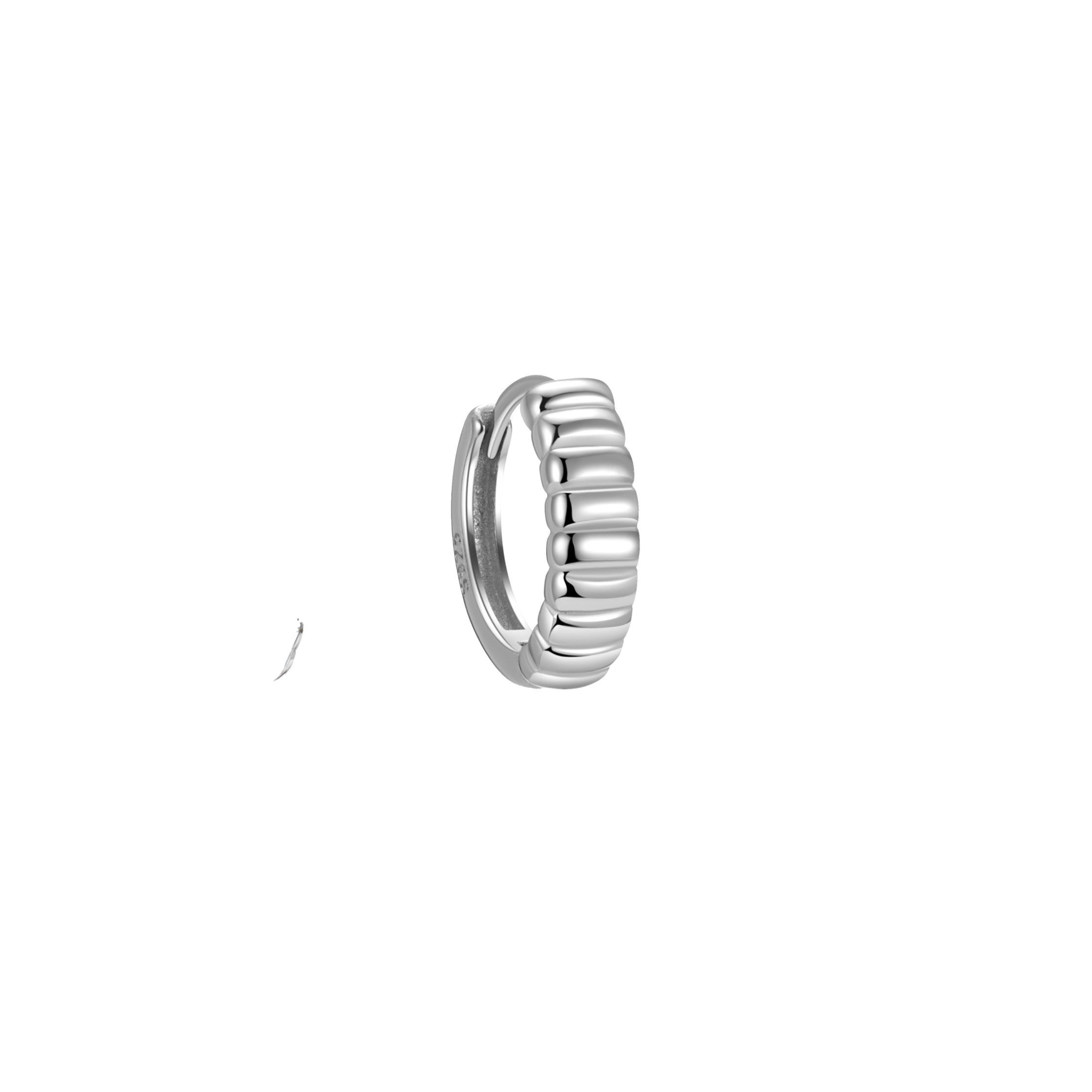 Beaded Silver Everyday Hoop