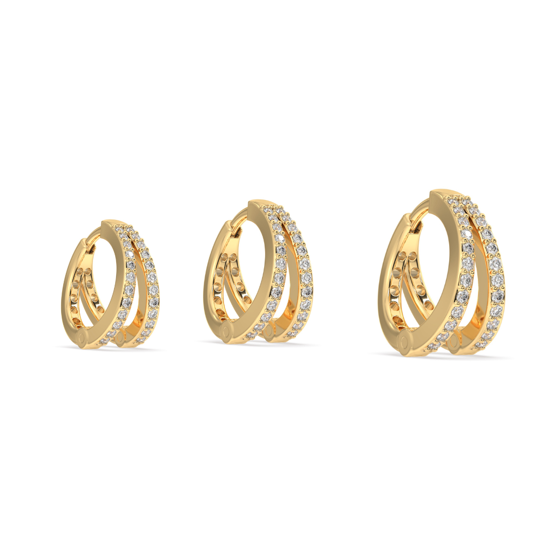 Zirconia Twin Hoops - Multiple Sizes - 18K Gold Plated