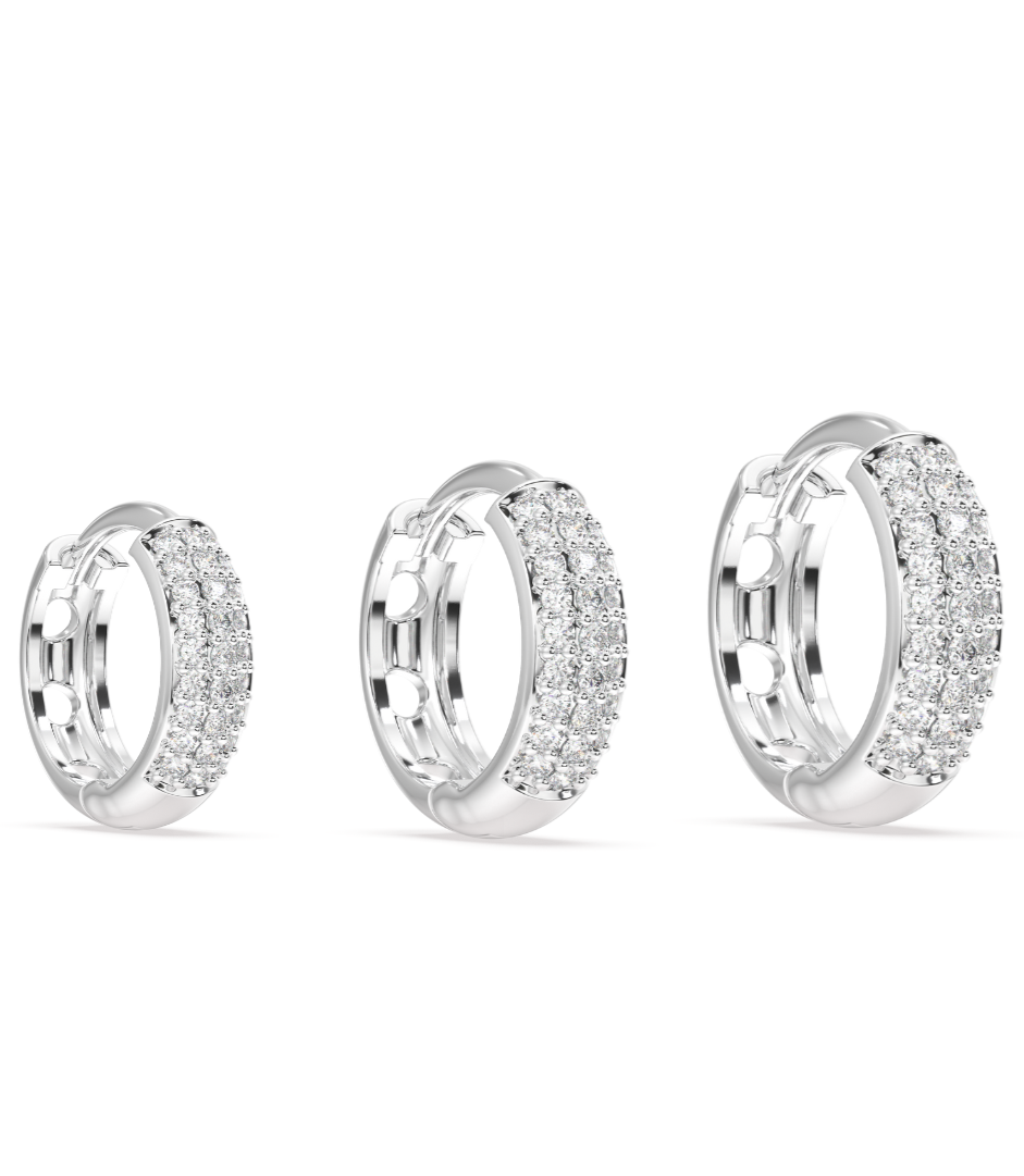 Zirconia Thick Hoops Earrings Multiple Sizes