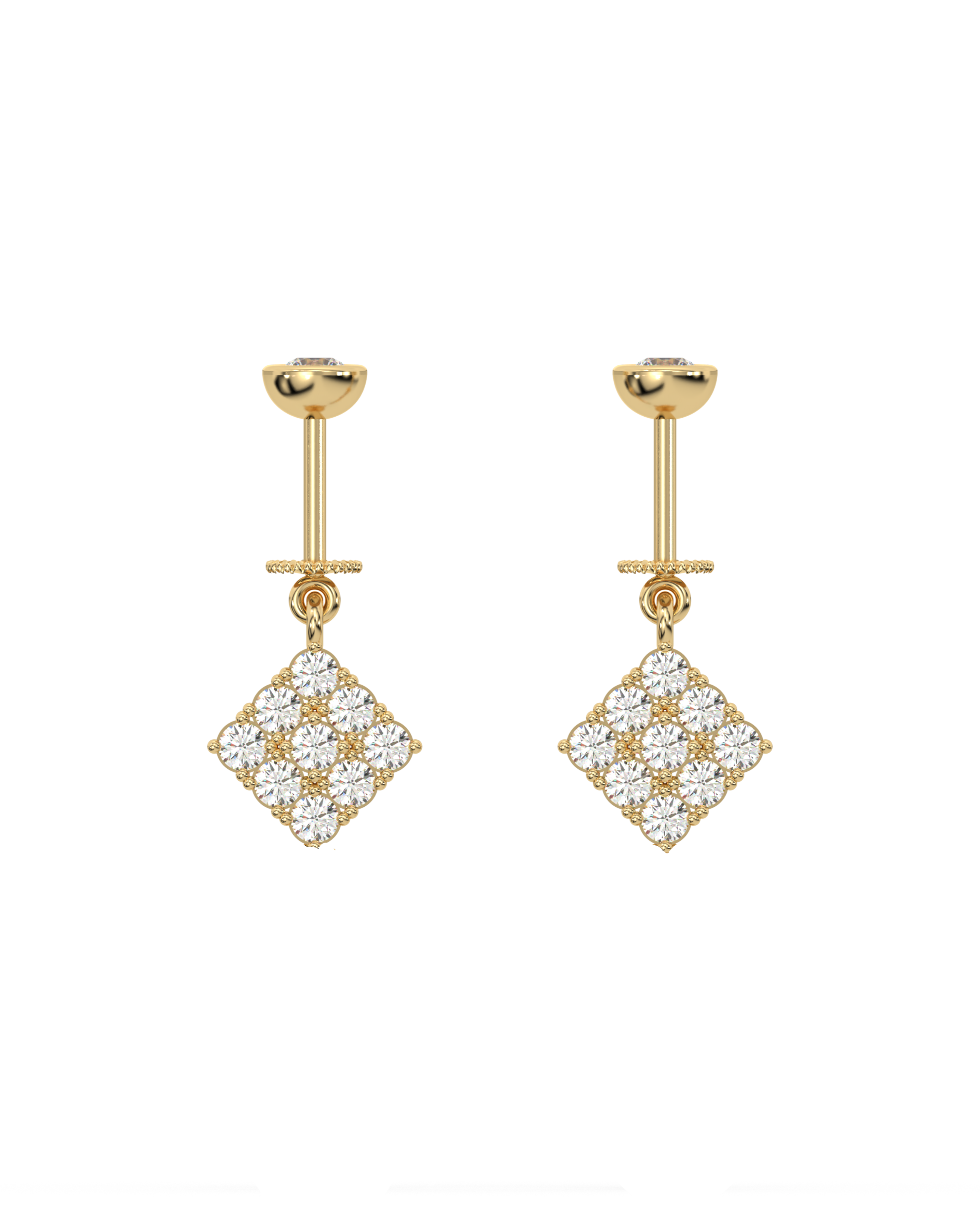 Zirconia Square - Helix Hanging - 14K Gold Plated
