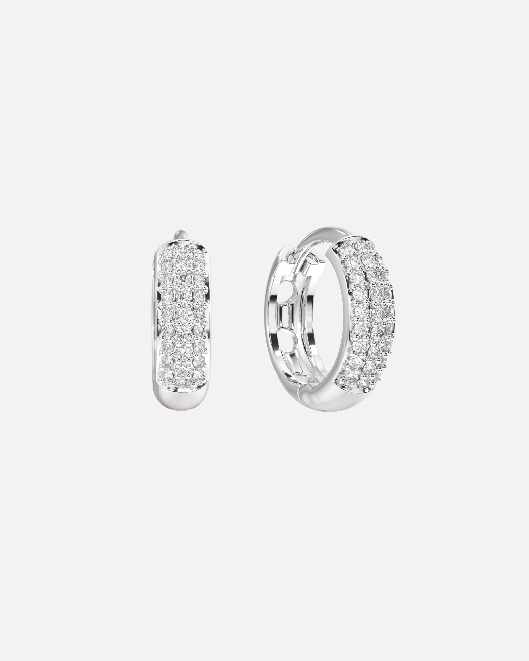 Zirconia Thick Hoops Earrings Multiple Sizes