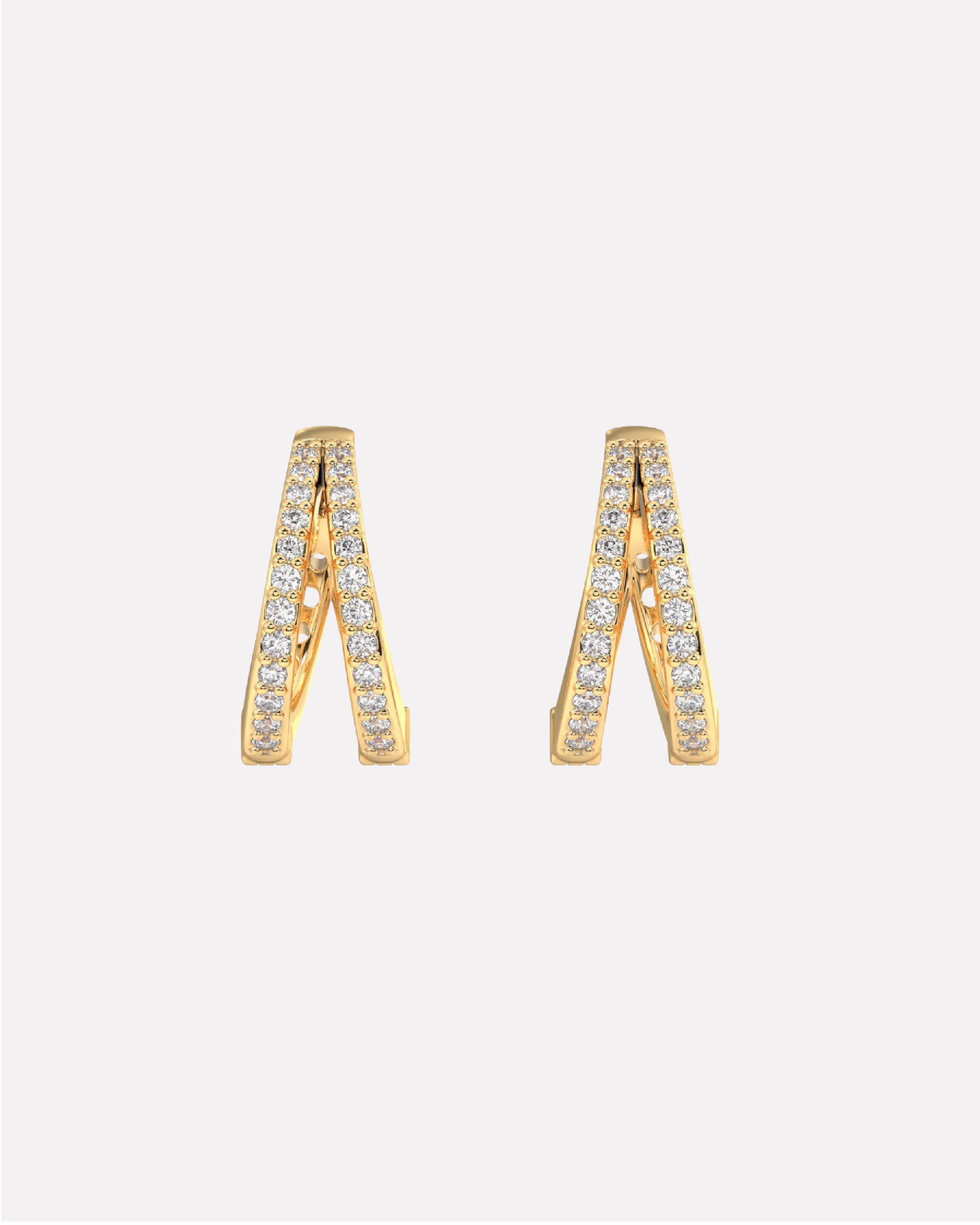 Zirconia Twin Hoops Multiple Sizes Hoop Earrings