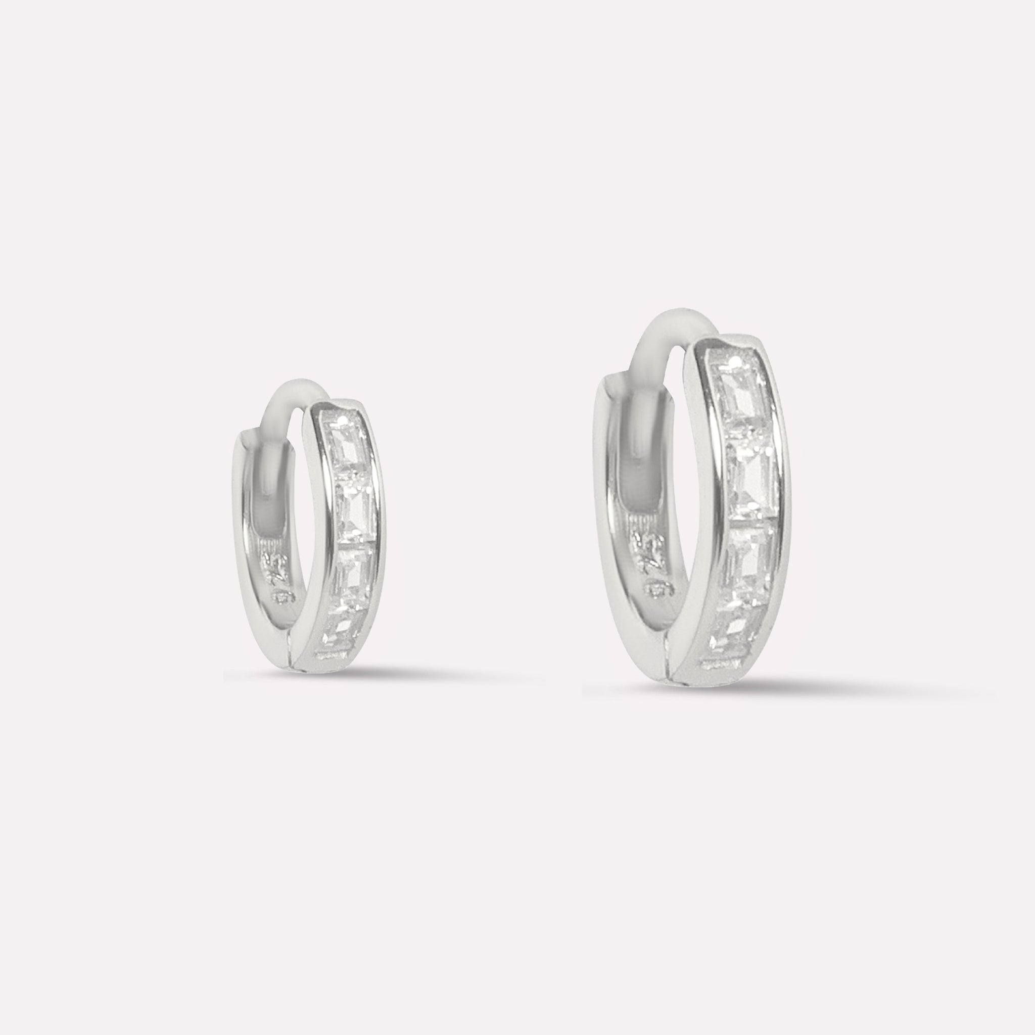 Statement Baguette Round Hoop Earrings