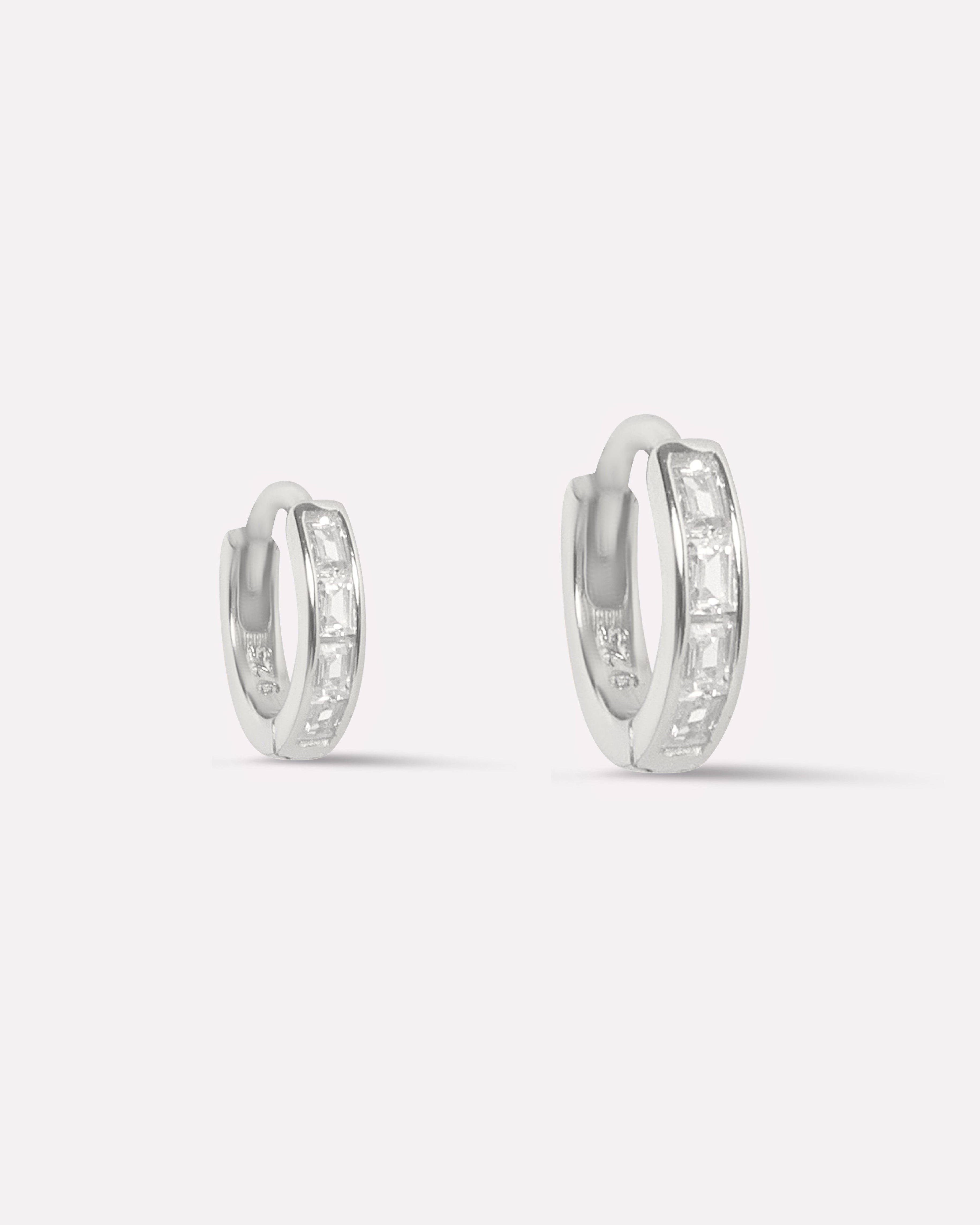 Statement Baguette Round Hoop Earrings
