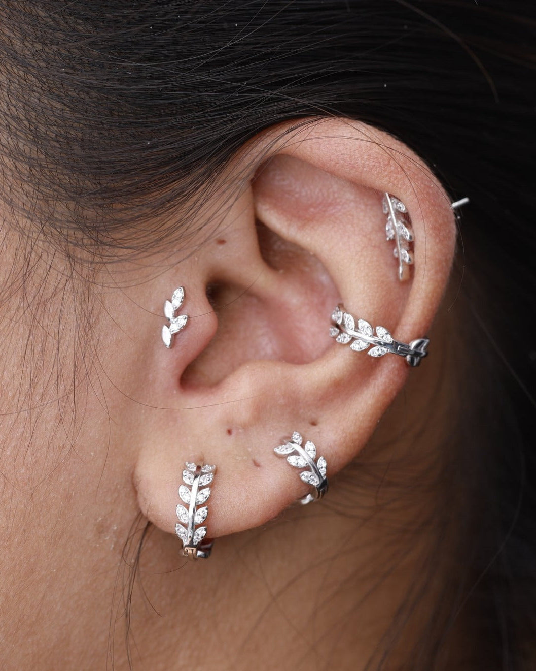 Zirconia Leaf Hoops - Multiple Sizes