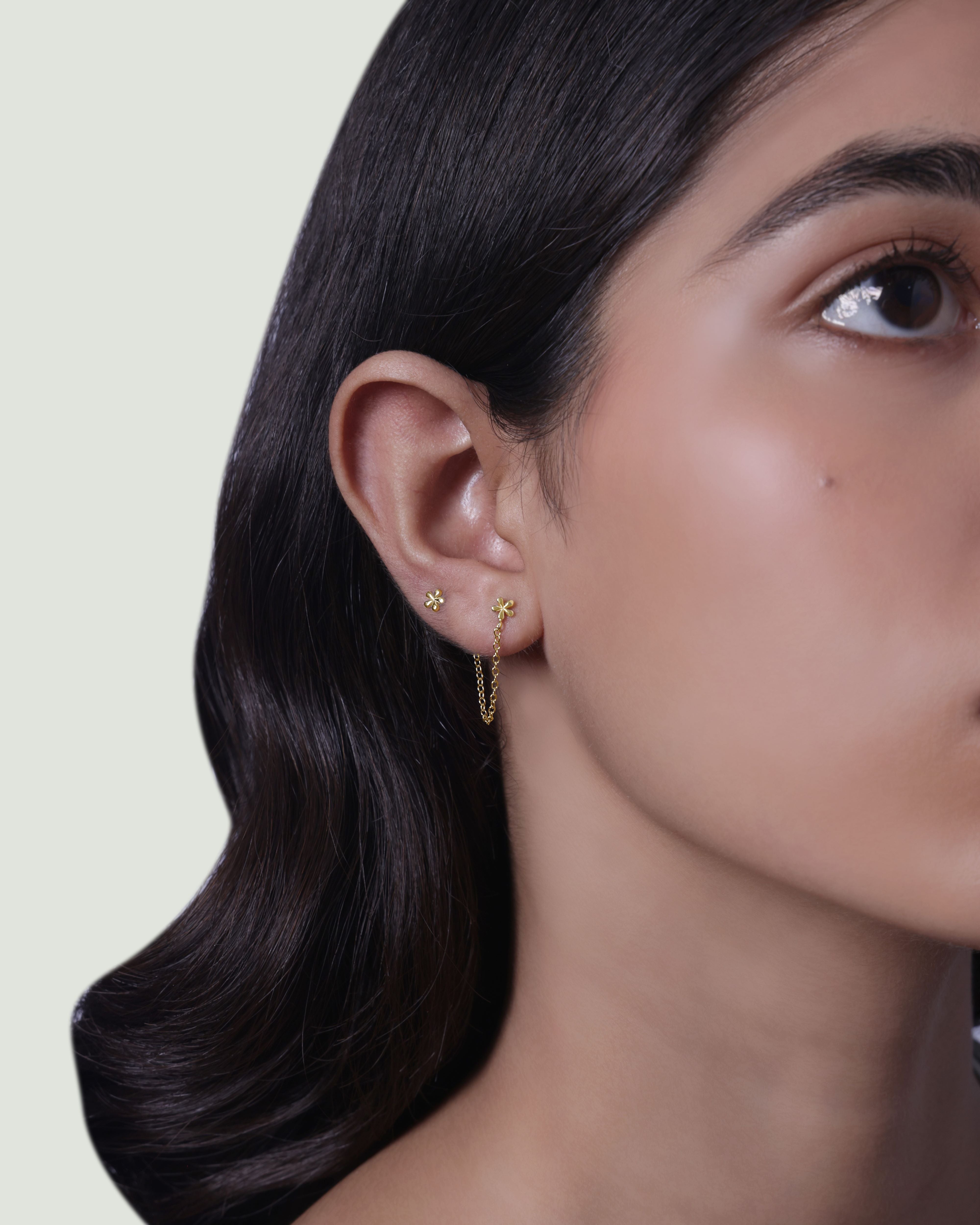 Dainty Flower Chain Earrings