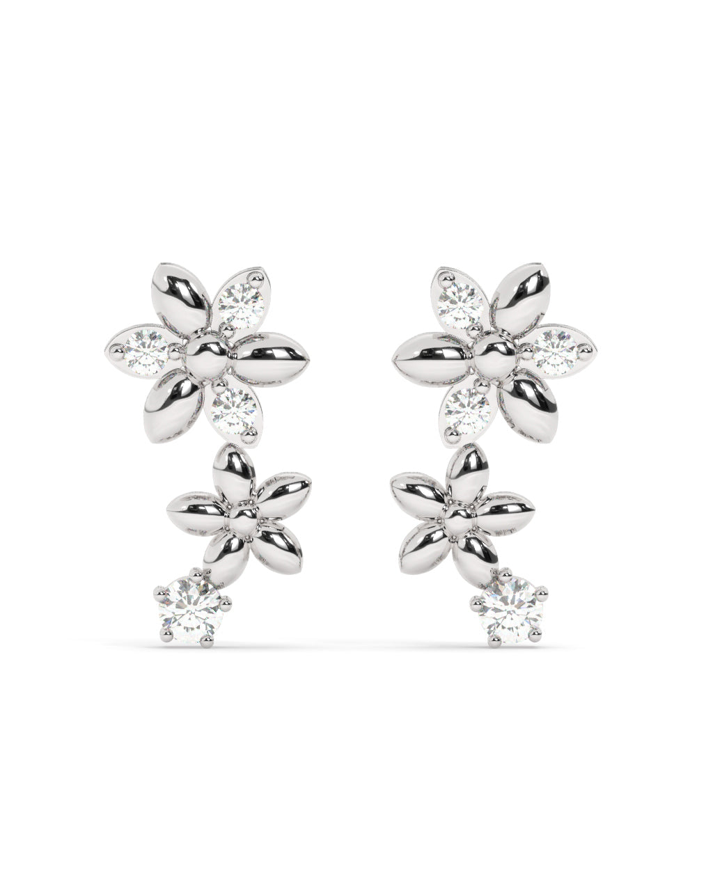Dainty floral curve stud