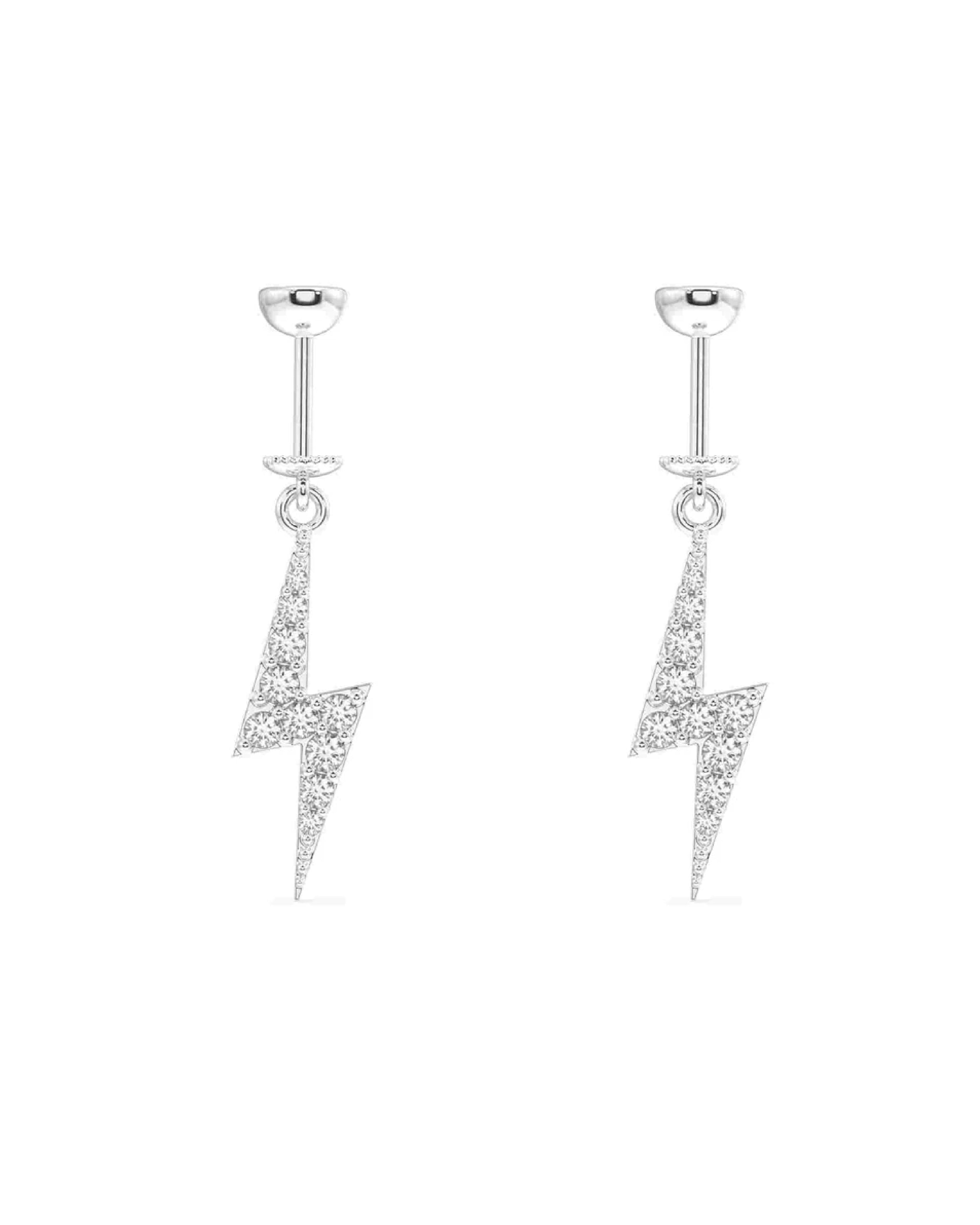 Zircon Studded Thunder Screw Helix Hanging Earrings