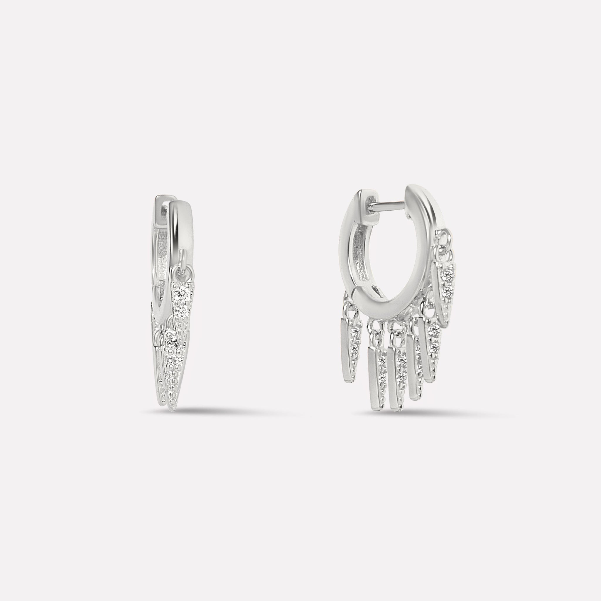 Multi Bar Charm Hoop Earrings